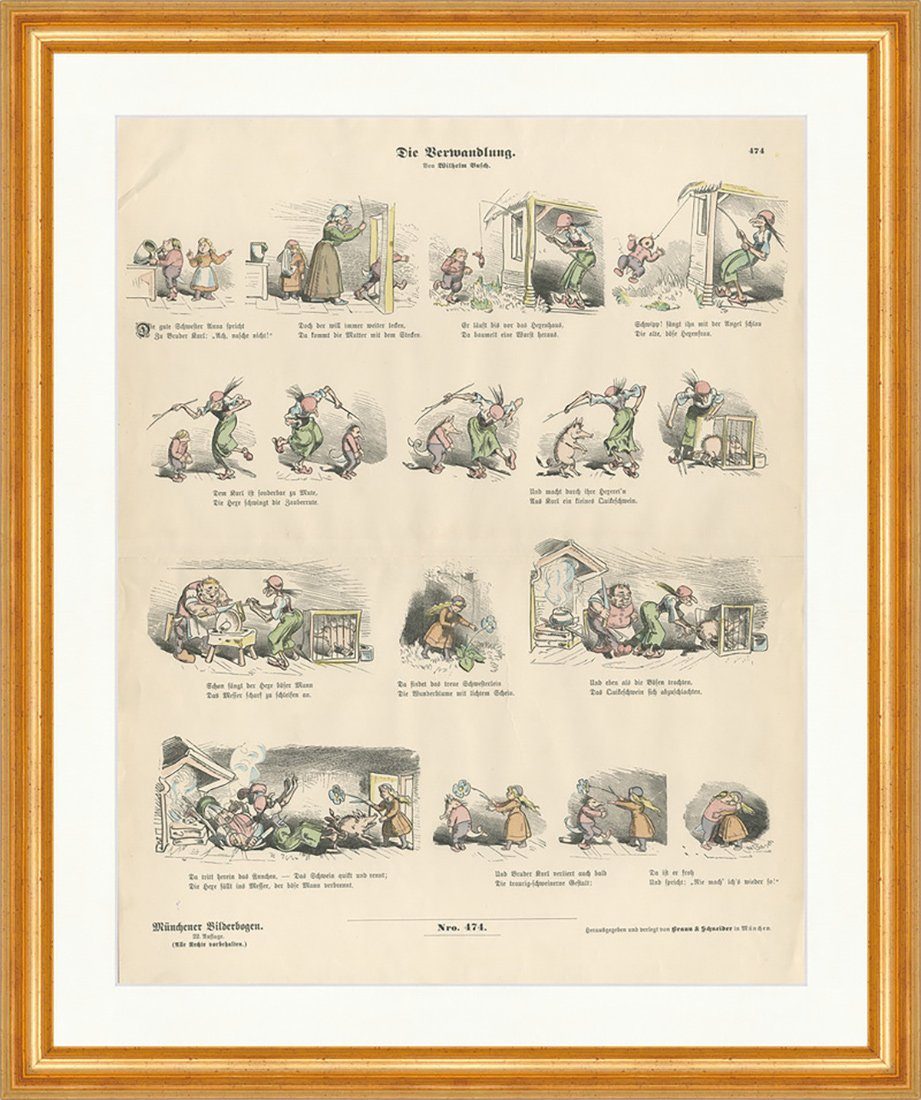 Kunstdruck Die Verwandlung Wilhelm Busch Schwester Anna Münchener Bilderbogen 474