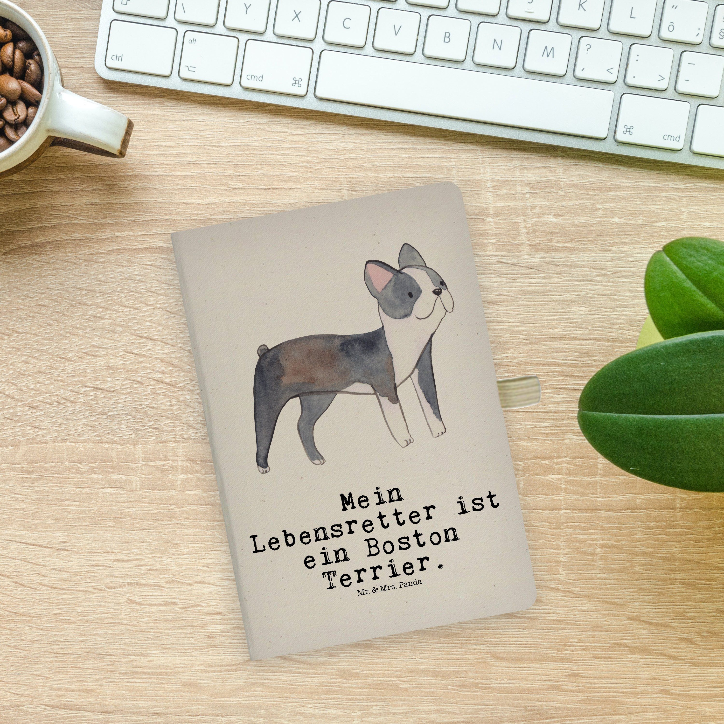 Kladde, Mrs. - Panda Schreib Transparent - Notizbuch Terrier & Mr. Lebensretter Geschenk, Panda & Mr. Boston Mrs.