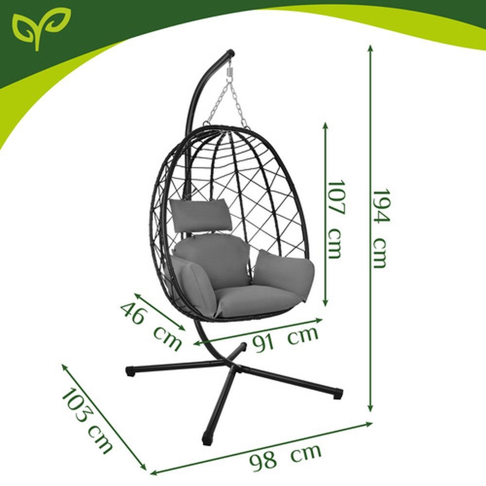Gardlov Hängesessel Gartenschaukel Kokon mit Storchennestkissen (Spar-Set, 1-St., wasserdichte Kissen), mit angenehmer Schwingbewegung zum Entspannen oder Lesen