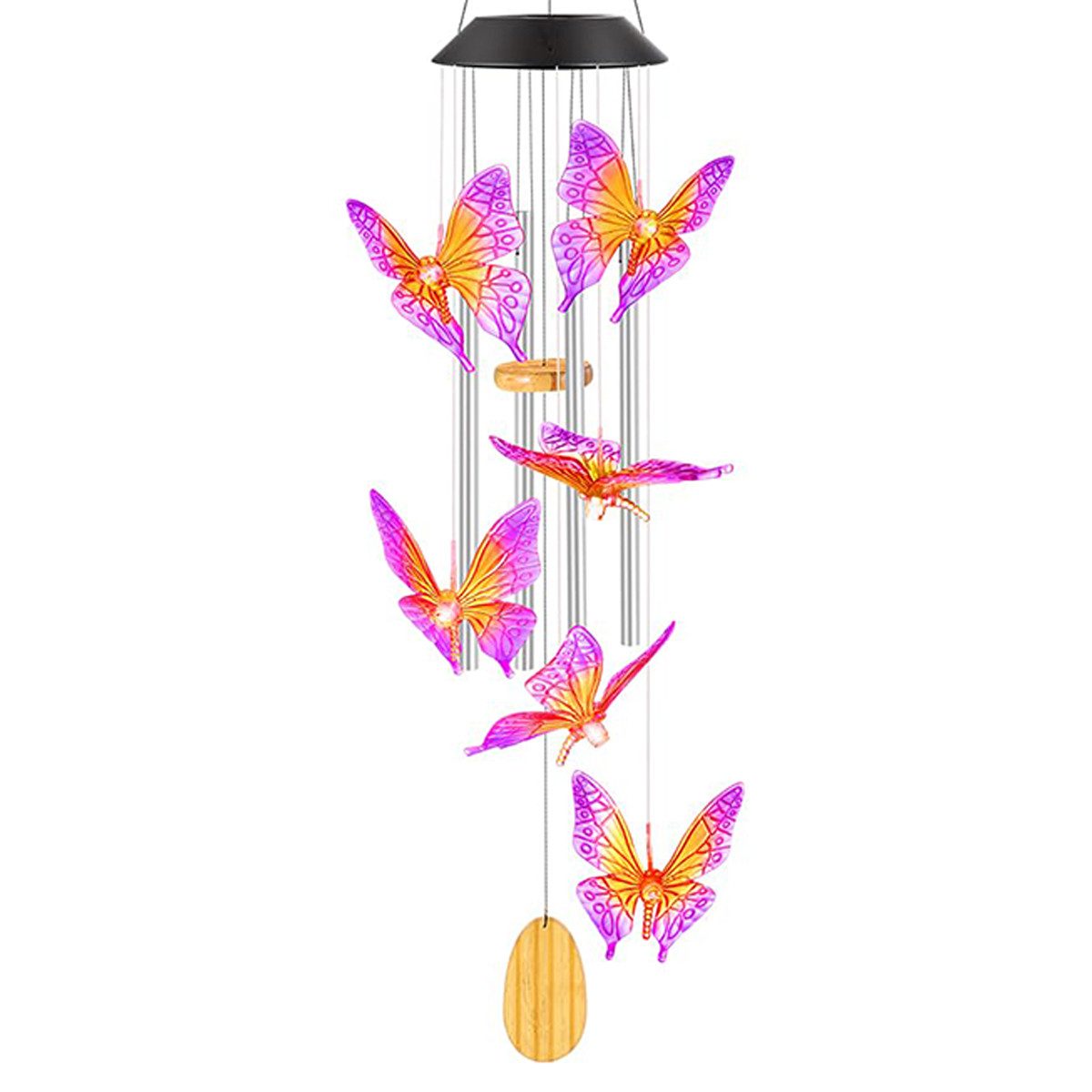DOPWii Windspiel Kolibri/Schmetterling Windspiel, Solarlicht für den Garten, 78*12,5cm