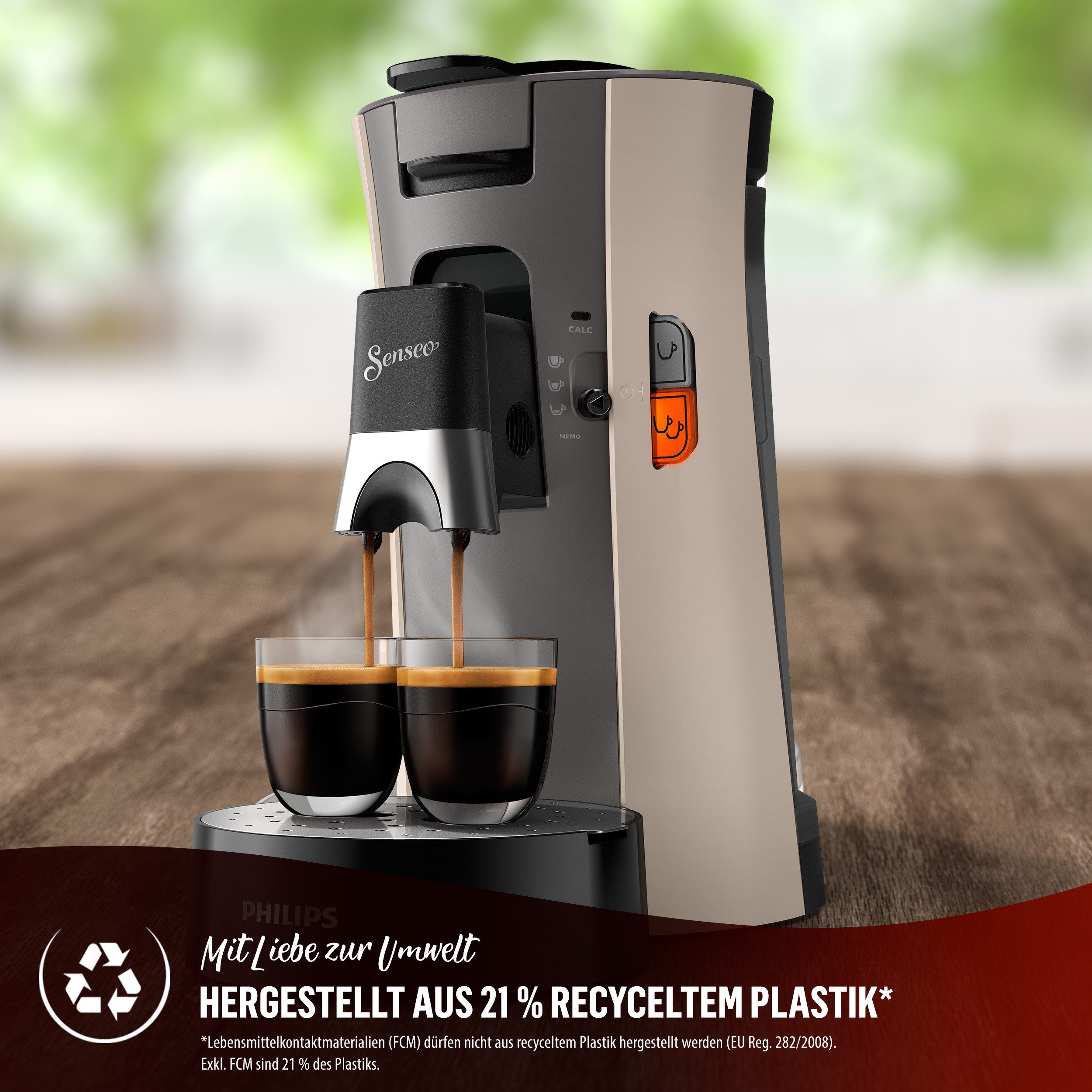 Philips Senseo Kaffeepadmaschine Select CSA240/90, mit drei Kaffee-Einstellungen, aus 21% rec. Plastik, Memo-Funktion