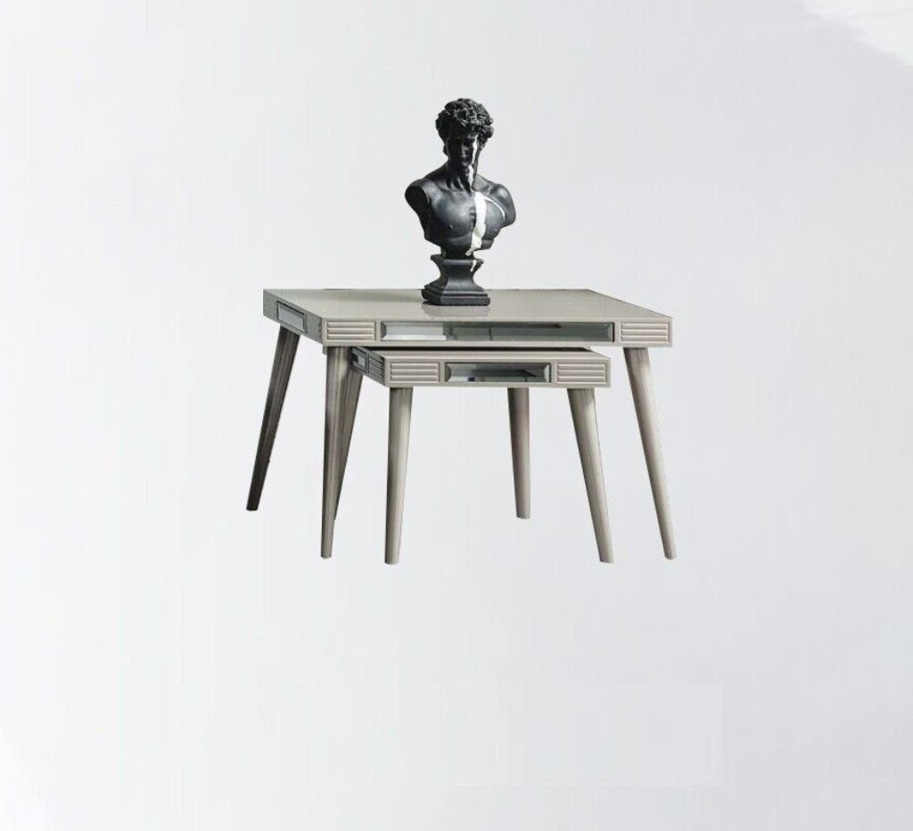 Xlmoebel Beistelltisch Kaffeetische in Silber mit eleganter Oberfläche für Wohnräume (2x Beistelltische, 2-St., 2x Beistelltische), Hergestellt in Europa