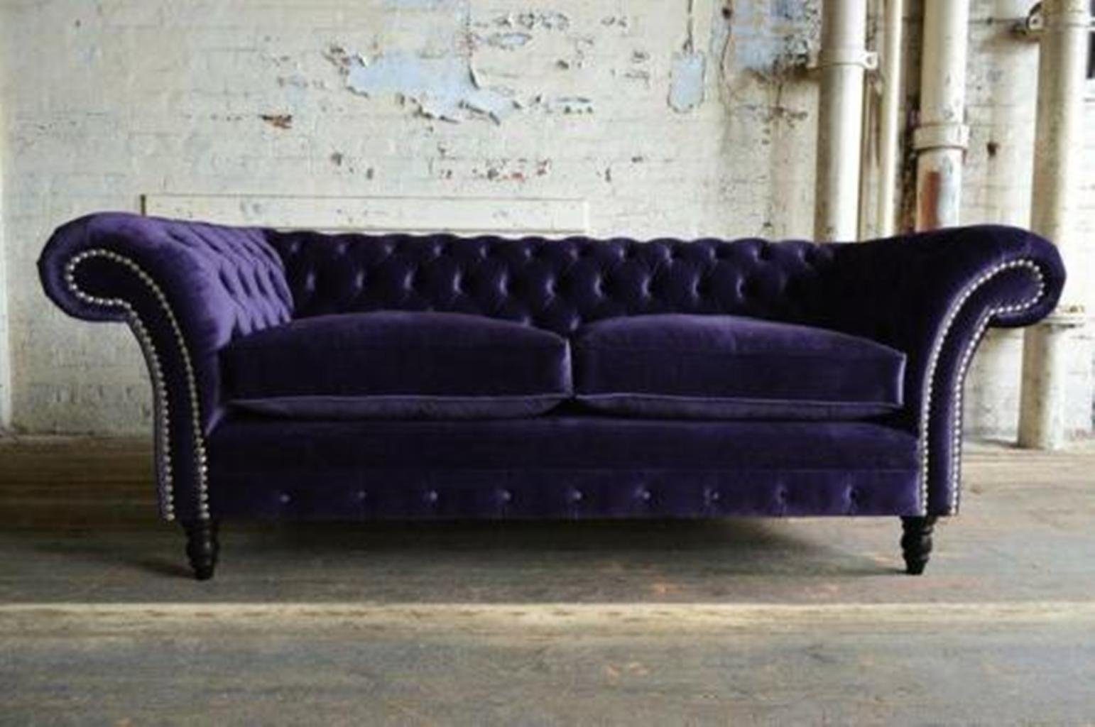JVmoebel Chesterfield-Sofa, Chesterfield Couch Textil Samt Stoff Designer Sofa Möbel Edles