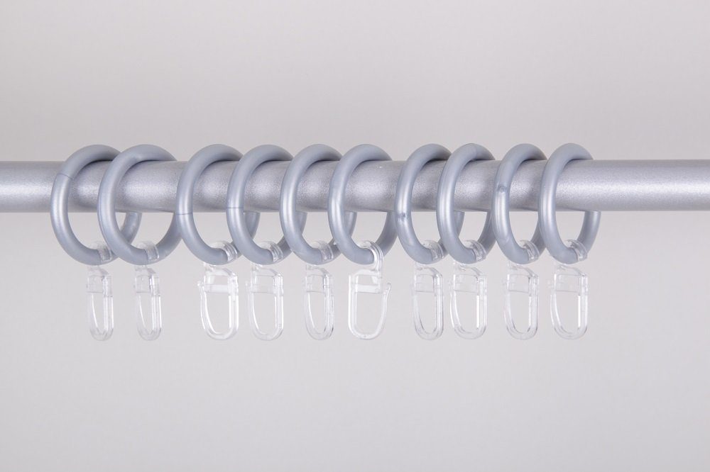 Clever-Kauf-24 Gardinenring 1 Set = 10 Stück Ringe mit Haken für 16mm Stilgarnituren, (10-St)