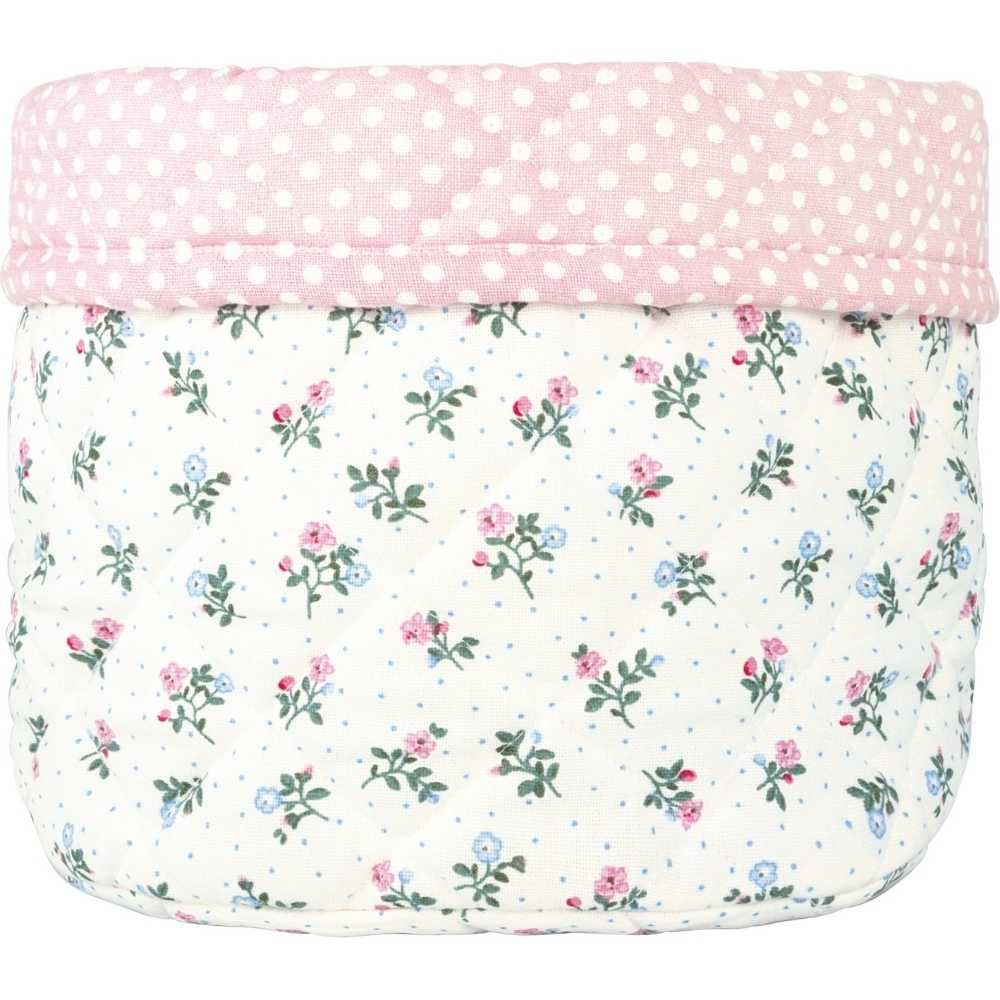 Greengate Brotkorb Greengate Brotkorb CELIA Weiß mit Blumen und Rosa Punkten
