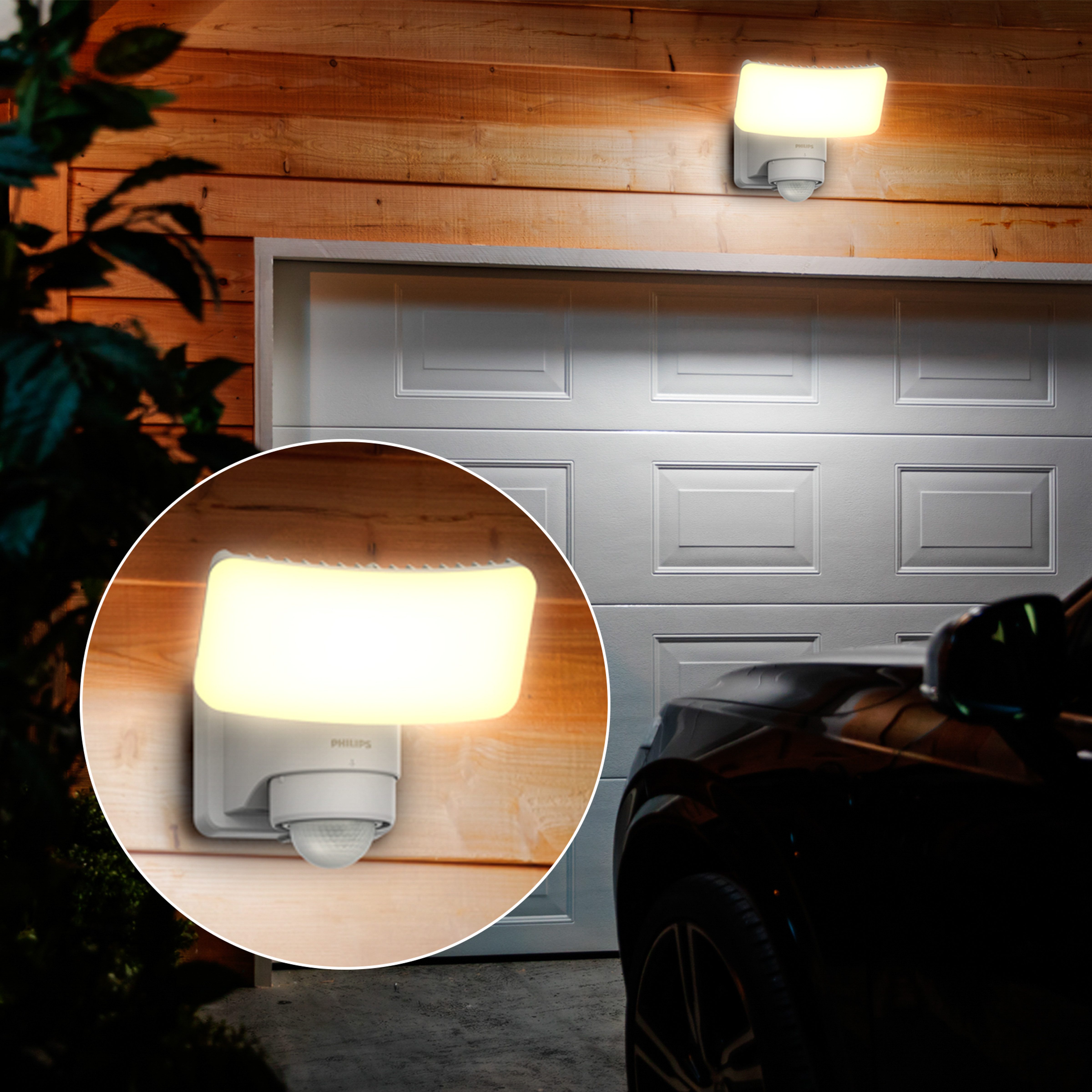 Philips LED Solarleuchte Outdoor Ultra-Efficient Tylus Sicherheitslicht 6W, 3000 K, 1000 Lumen, Abschaltautomatik, Bewegungsmelder, Dimmfunktion, Leuchtdauer einstellbar, Memoryfunktion, Nachtlichtfunktion, Tageslichtsensor, Timerfunktion, mehrere Helligkeitsstufen, LED fest integriert, Warmweiß