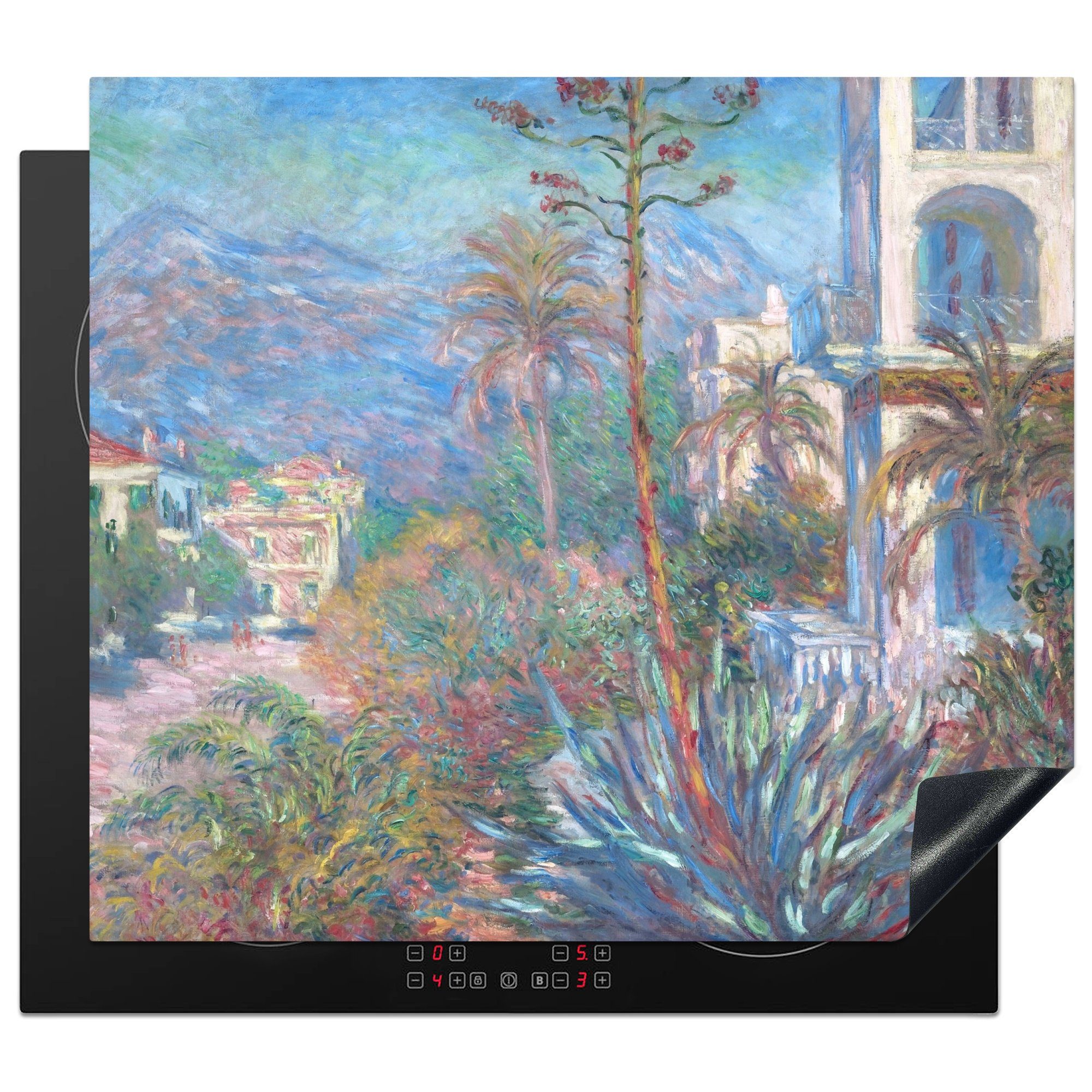 MuchoWow Herdblende-/Abdeckplatte Villen in Bordighera - Gemälde von Claude Monet, Vinyl, (1 tlg), 59x52 cm, Ceranfeldabdeckung für die küche, Induktionsmatte