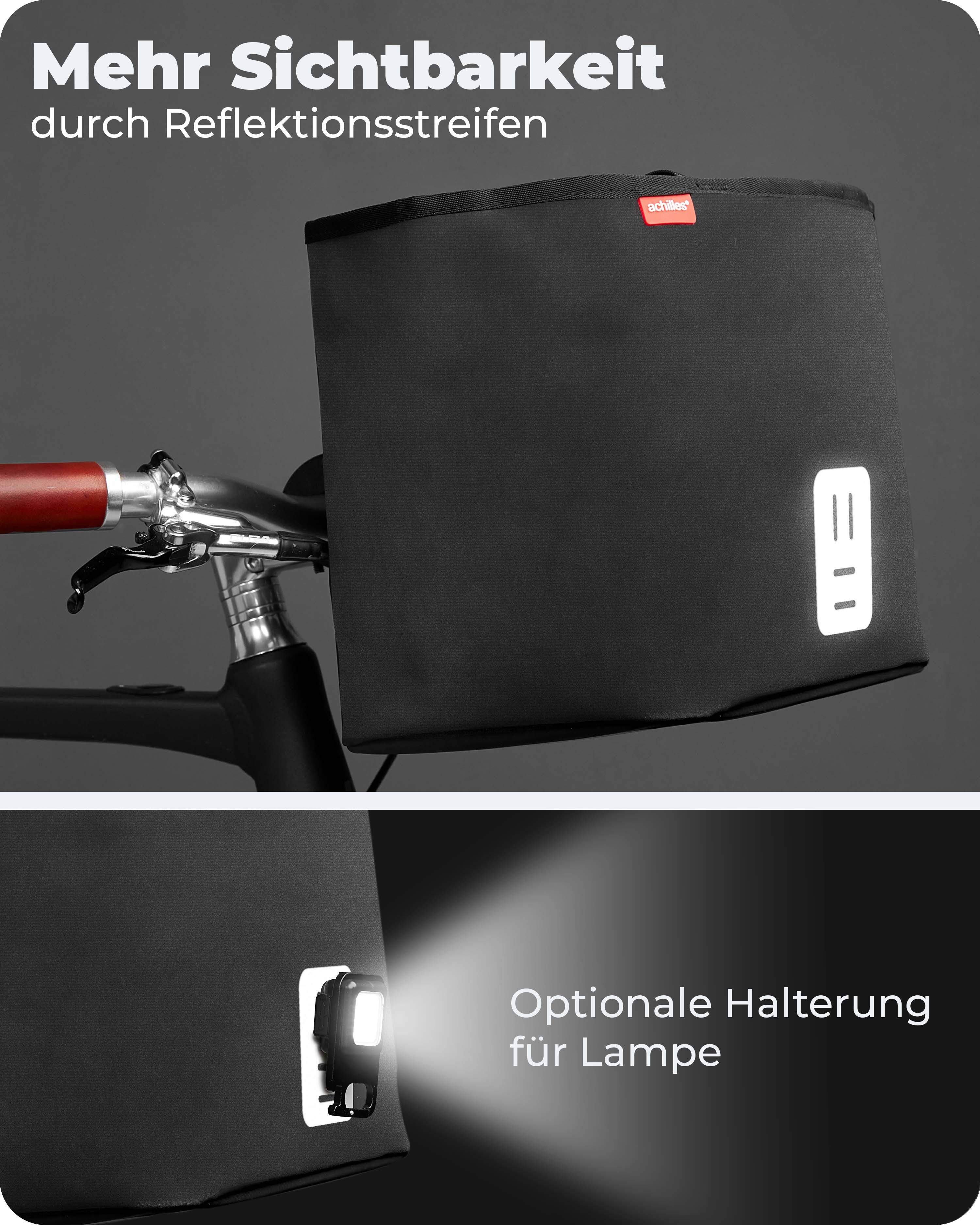 achilles Fahrradkorb Fahrrad-Lenkertasche inkl. Halterung, Fahrradtasche vorne, Fahrradkorb