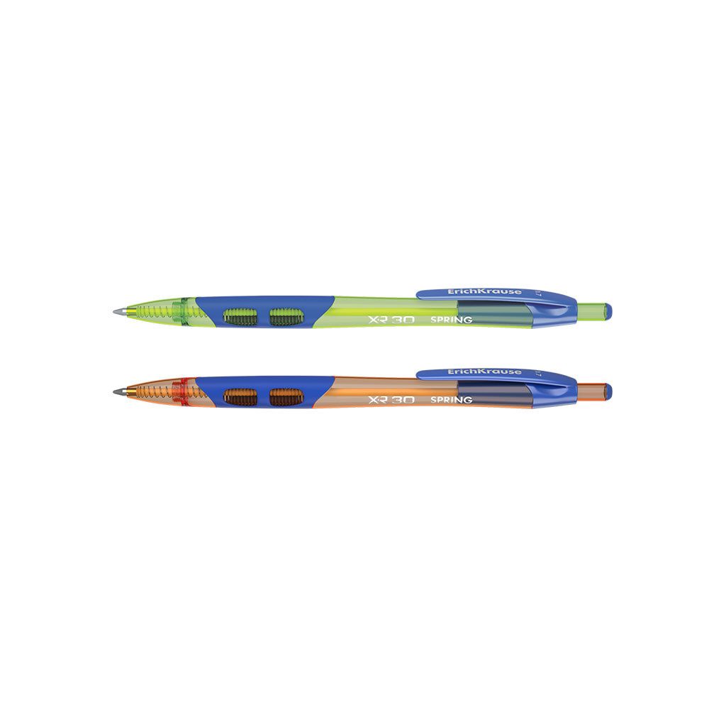Erich Krause Kugelschreiber, Druckkugelschreiber XR-30 Spring 0,35mm mit Gummigriff 12er Set Blau