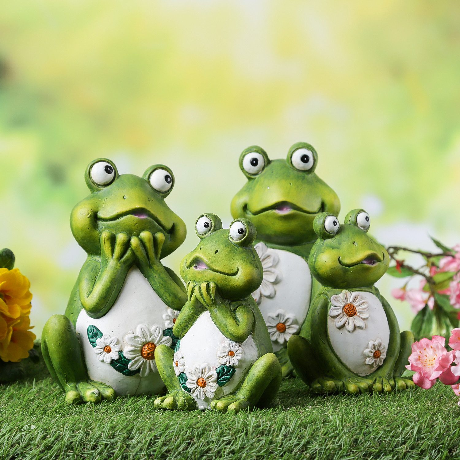 MARELIDA Gartenfigur verträumter Frosch Rosie Dekofigur Tierfigur für Beet Gartendeko 16cm