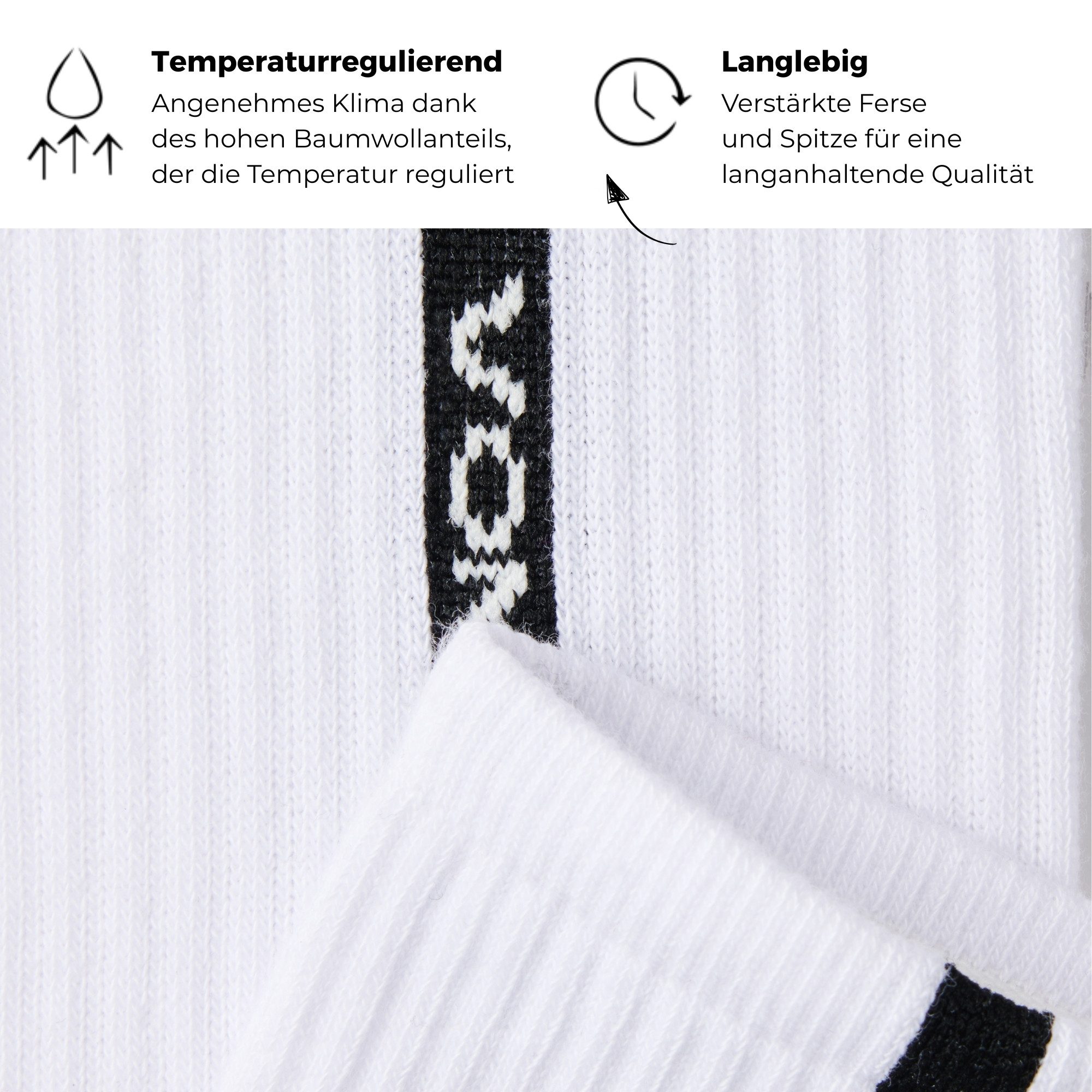 von Jungfeld Tennissocken Branding Baumwoll-Mischung 35-46 Unisex 2 Paar (2-Paar, 2er-Pack) Sportsocken mit verstärkter Ferse & Fußsohle