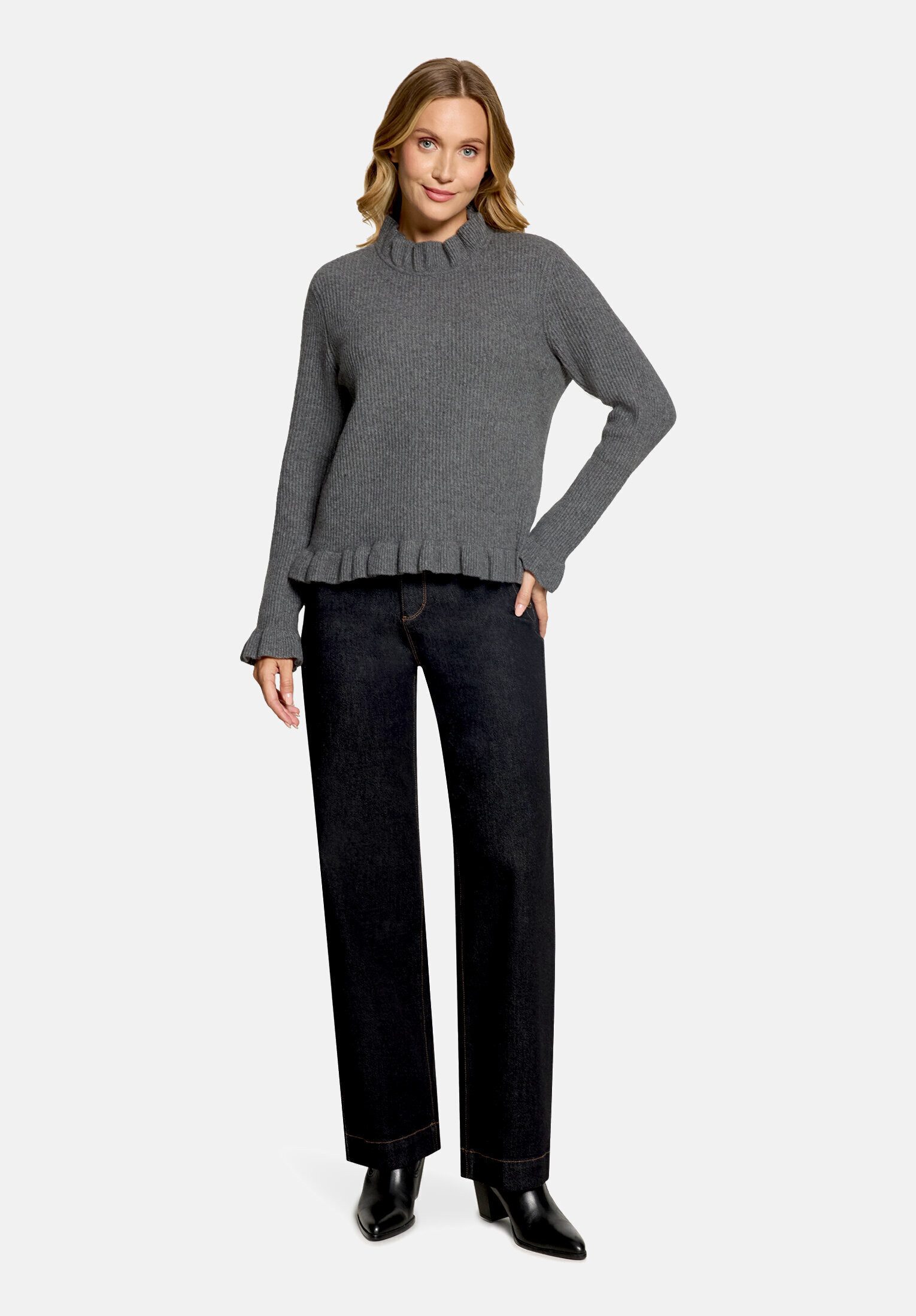 Cartoon Strickpullover Damen mit Stehkragen (1-tlg)