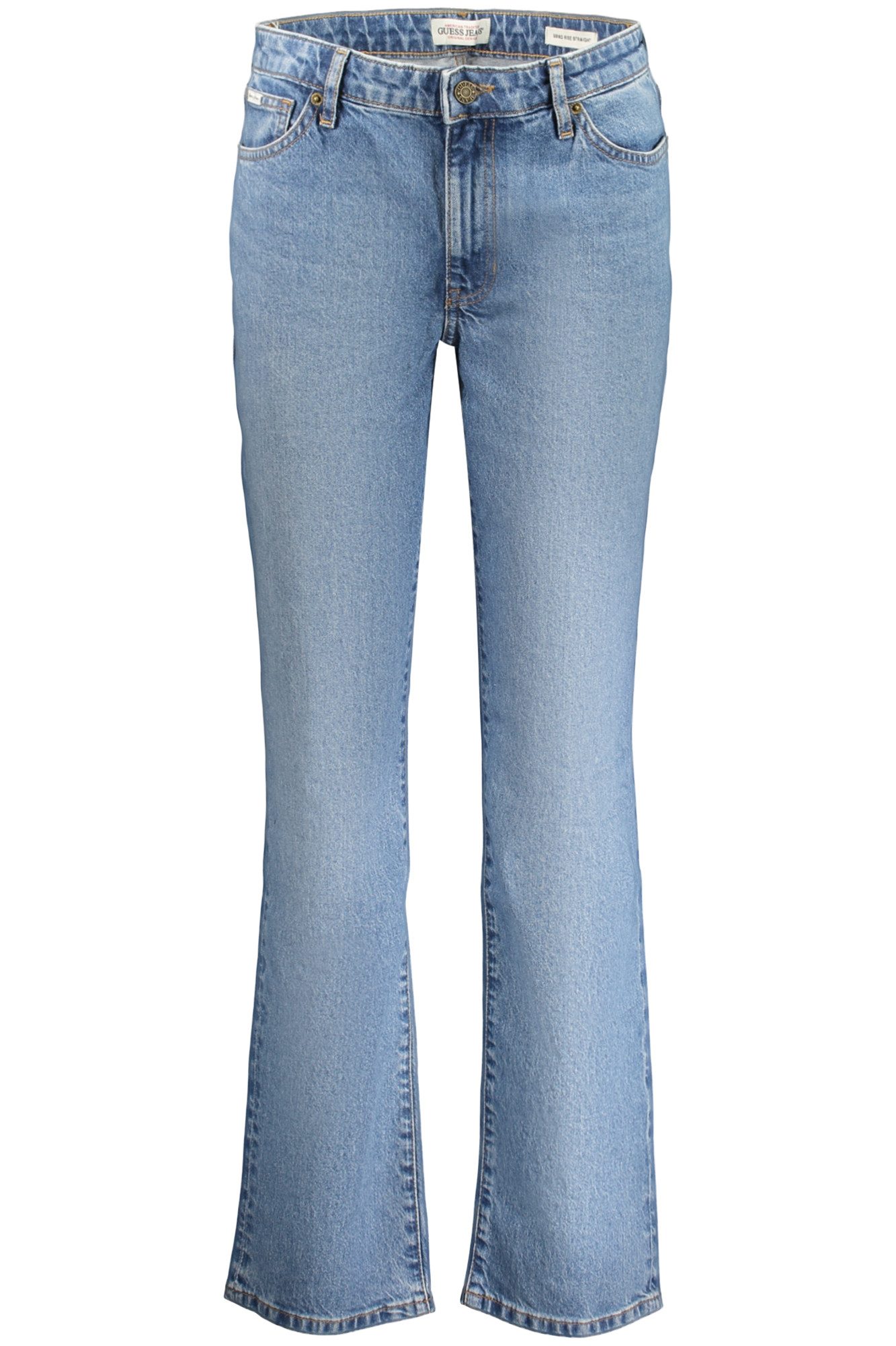 GUESS JEANS 5-Pocket-Jeans Damen Jeans Blau - Mittlere Leibhöhe, Gerader Schnitt, Used-Look