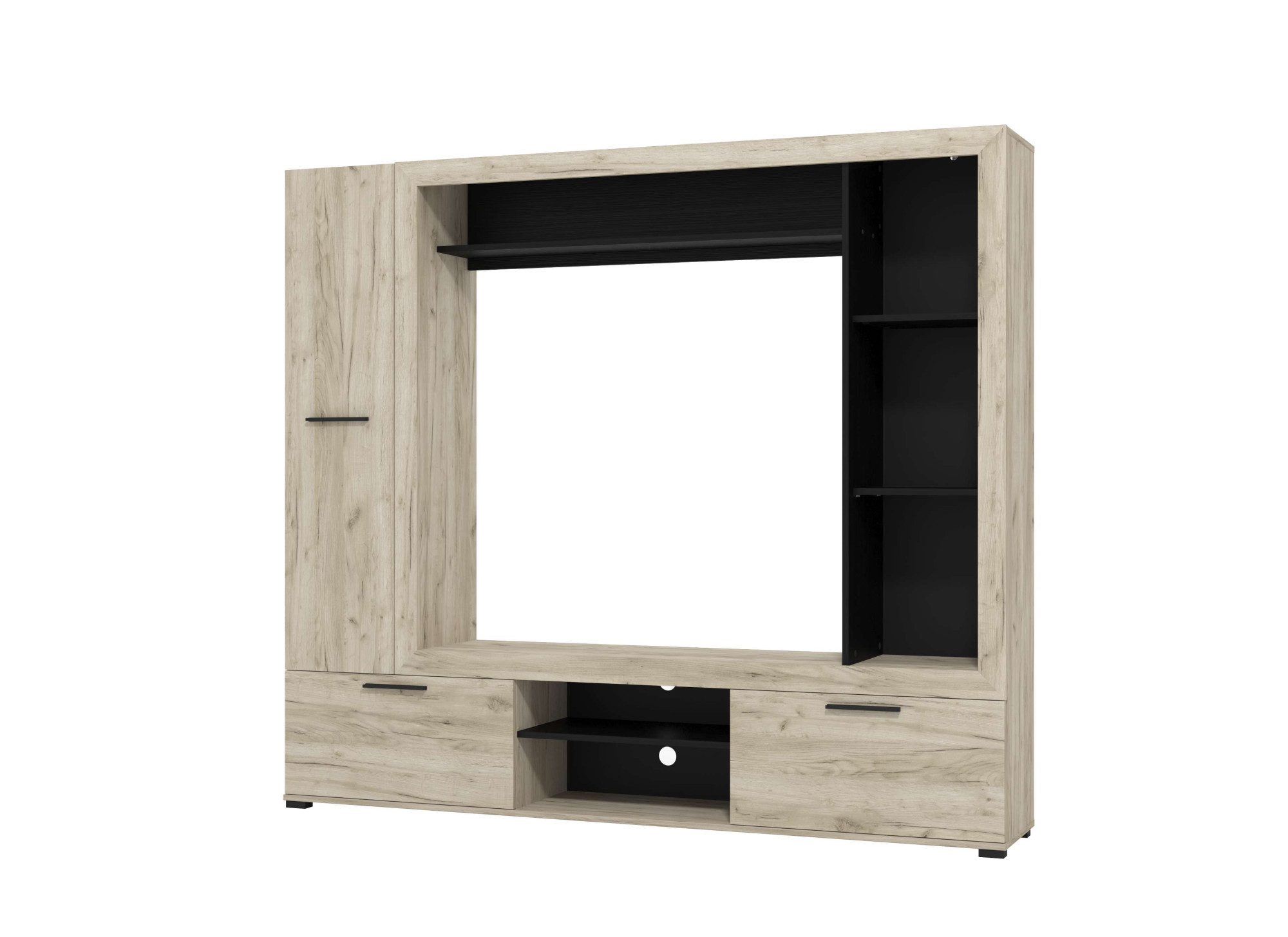 Home affaire Wohnwand Lorca Medienwand, Wohnzimmerwand, TV-Wand, (4-St), Moderne, stilvolle Wohnwand in Eichen-Optik mit TV-Fach – Bild 3 von 5