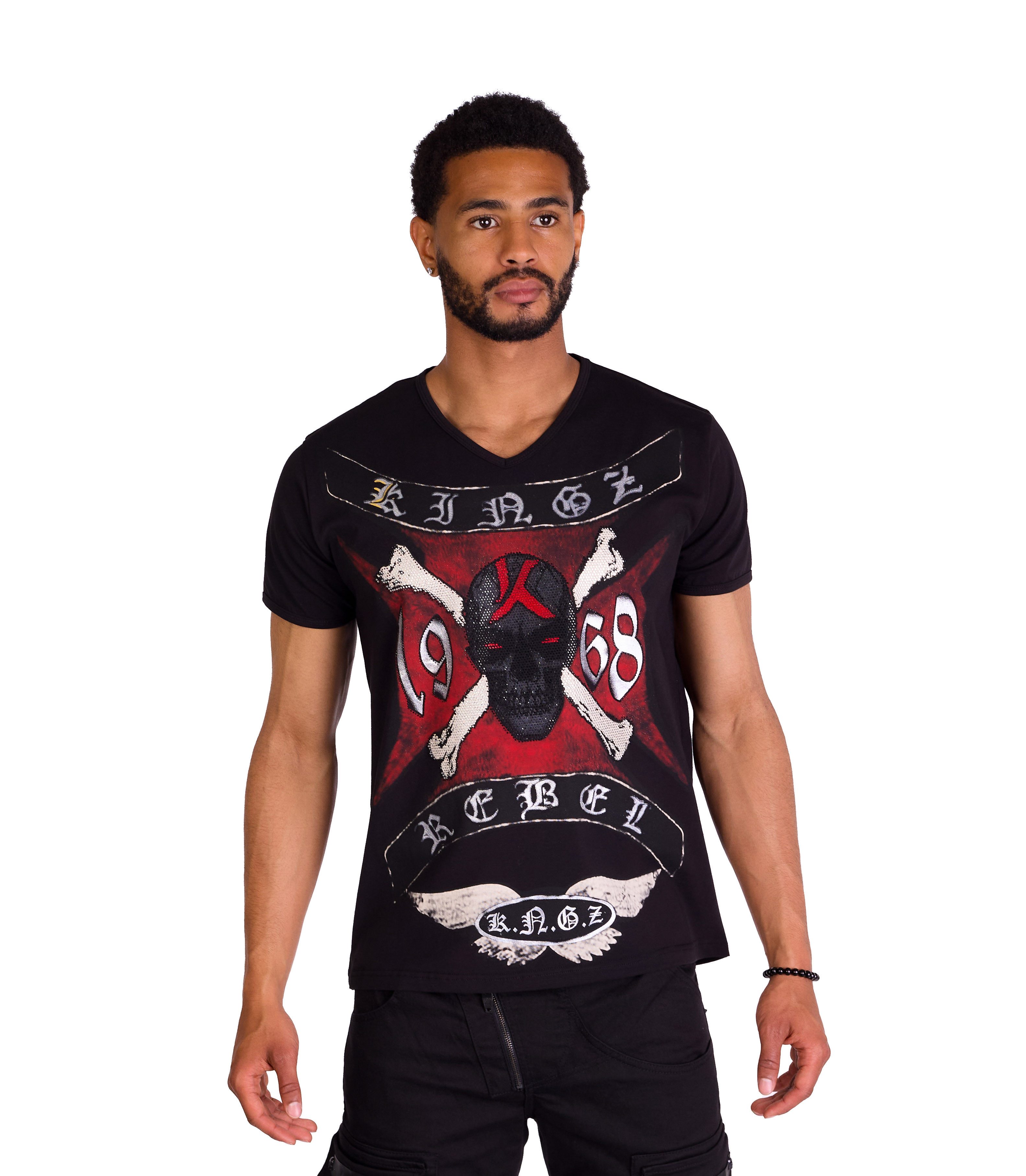KINGZ T-Shirt Totenkopf Shirt von KINGZ mit Strass