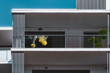 MuchoWow Balkonsichtschutz Zitrone - Frucht - Stilleben - Wasser - Gelb (1-St) Balkonbanner, Sichtschutz für den Balkon, Robustes und wetterfest