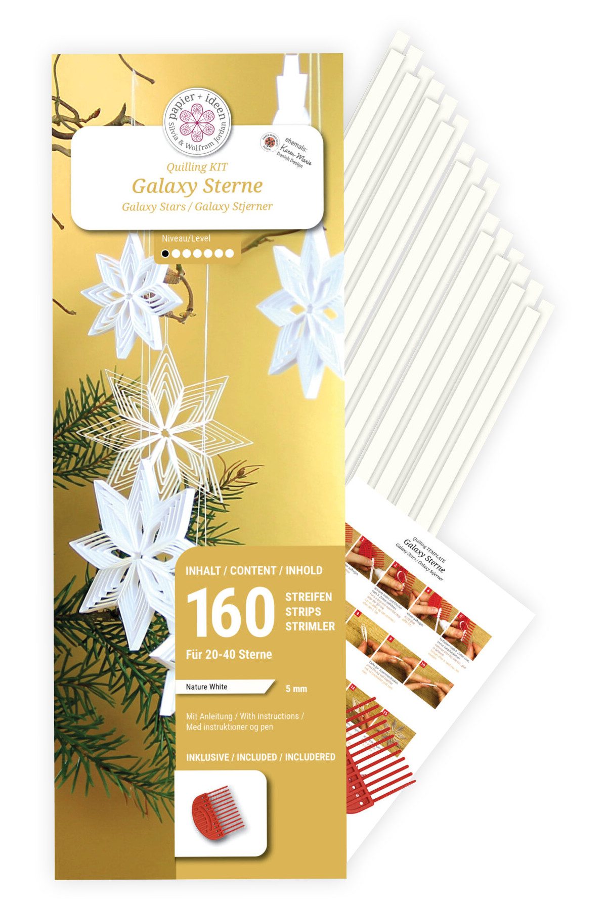 papier+ideen Kreativset Quilling-Set Galaxy Stars, 45cm, 80 Stück