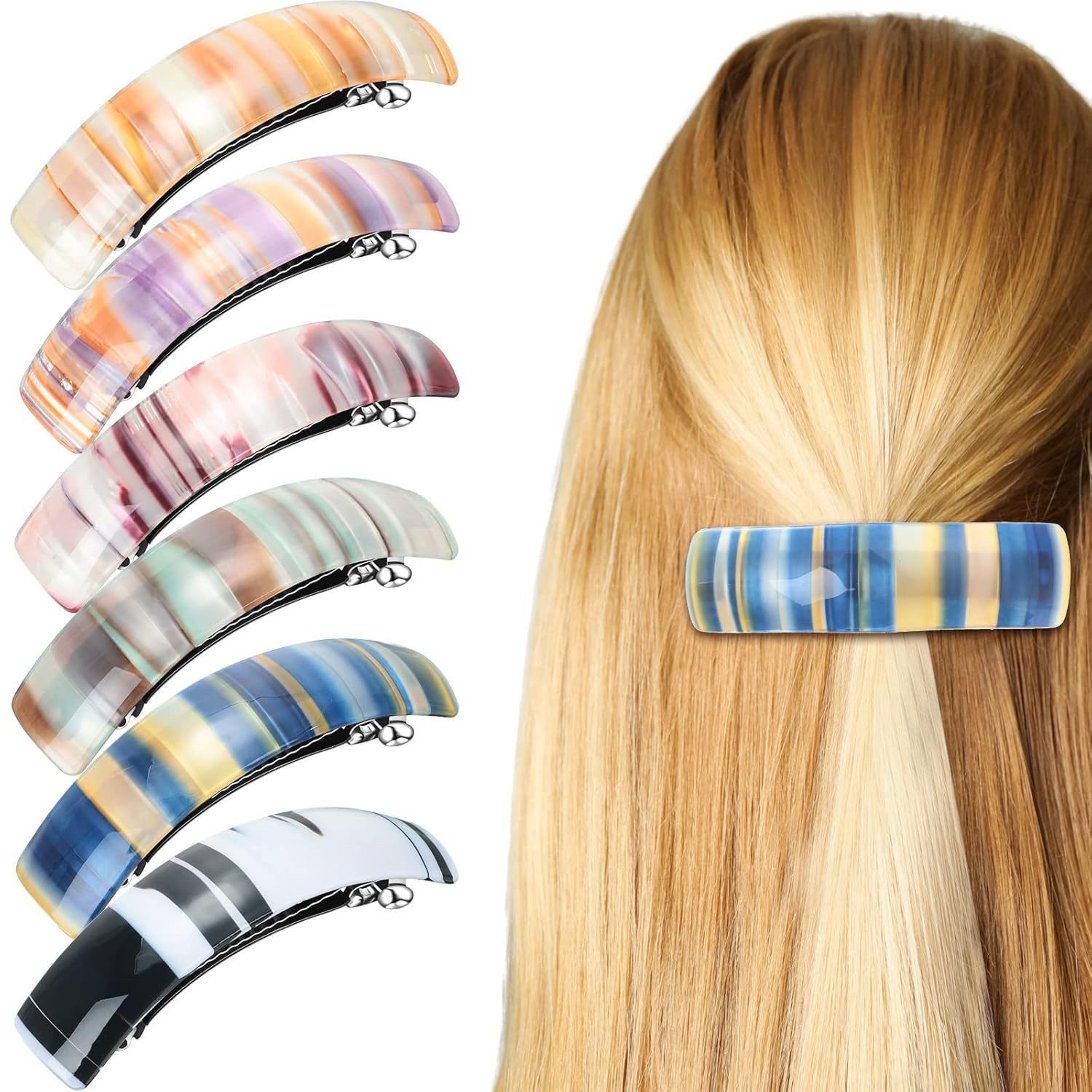 Zaewry Haarspange 6-teiliges Set Retro-Damen-Haarspangen, französische Haaraccessoires, 9,2 cm automatische Klick-Haarspangen für Frauen und Mädchen