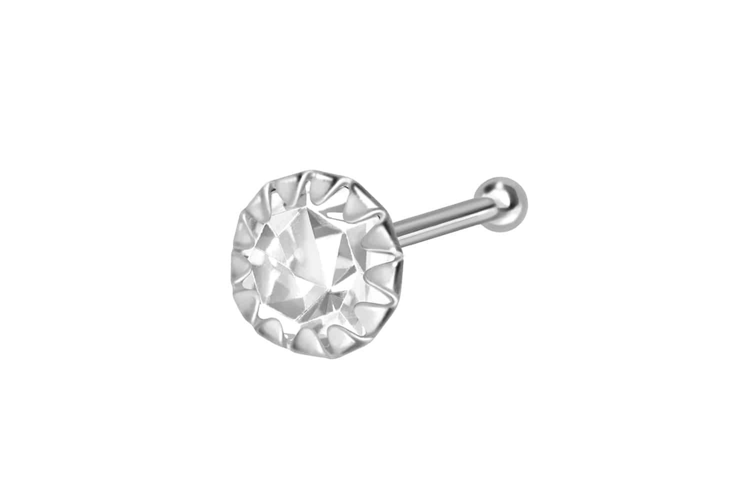 PIERCINGLINE Nasenpiercing 925er Silber Nasenstecker Pin EINGEFASSTER KRISTALL (Nasenstecker, 1-tlg)