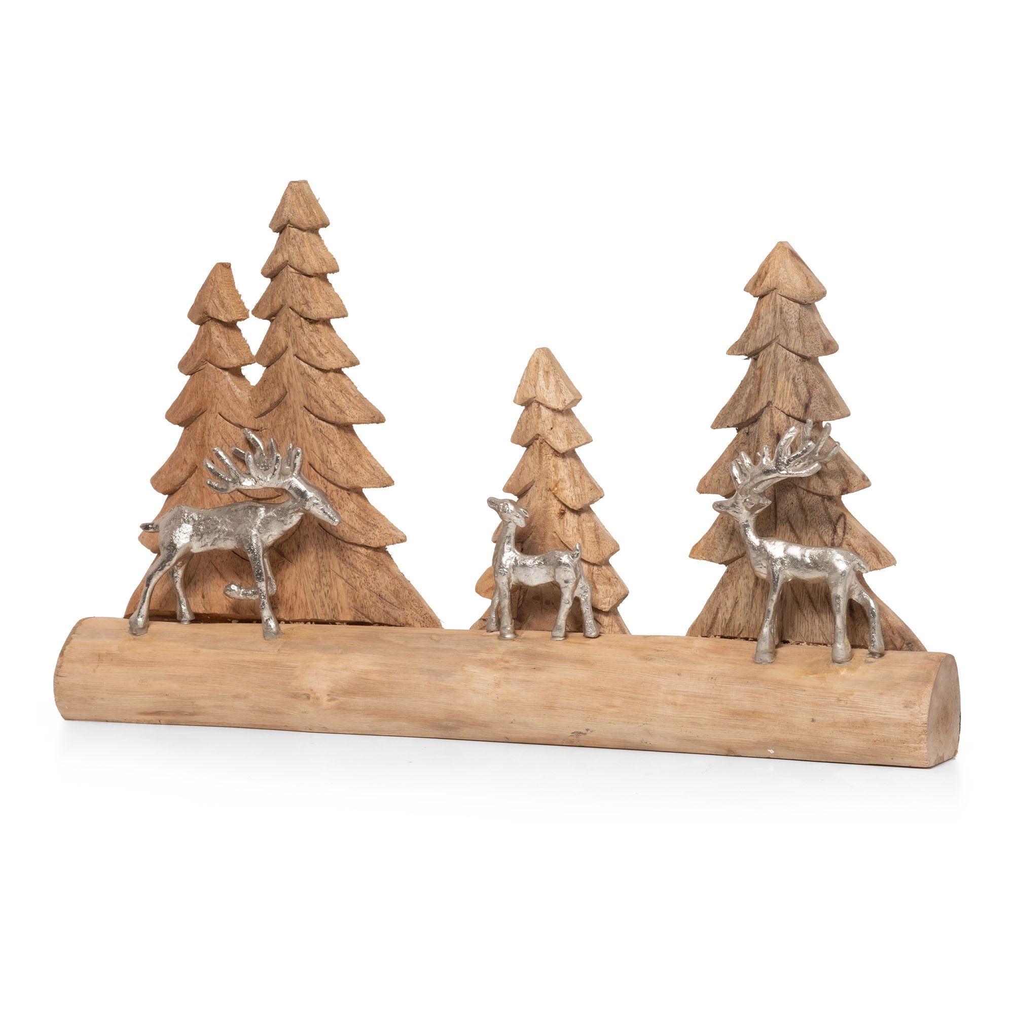 Moritz Skulptur Weihnachtsdeko Rentiere im Wald 53 cm aus Mangoholz Dekoration, Holz, Tischdeko, Fensterdeko, Wanddeko, Holzdeko, Weihnachtsdeko