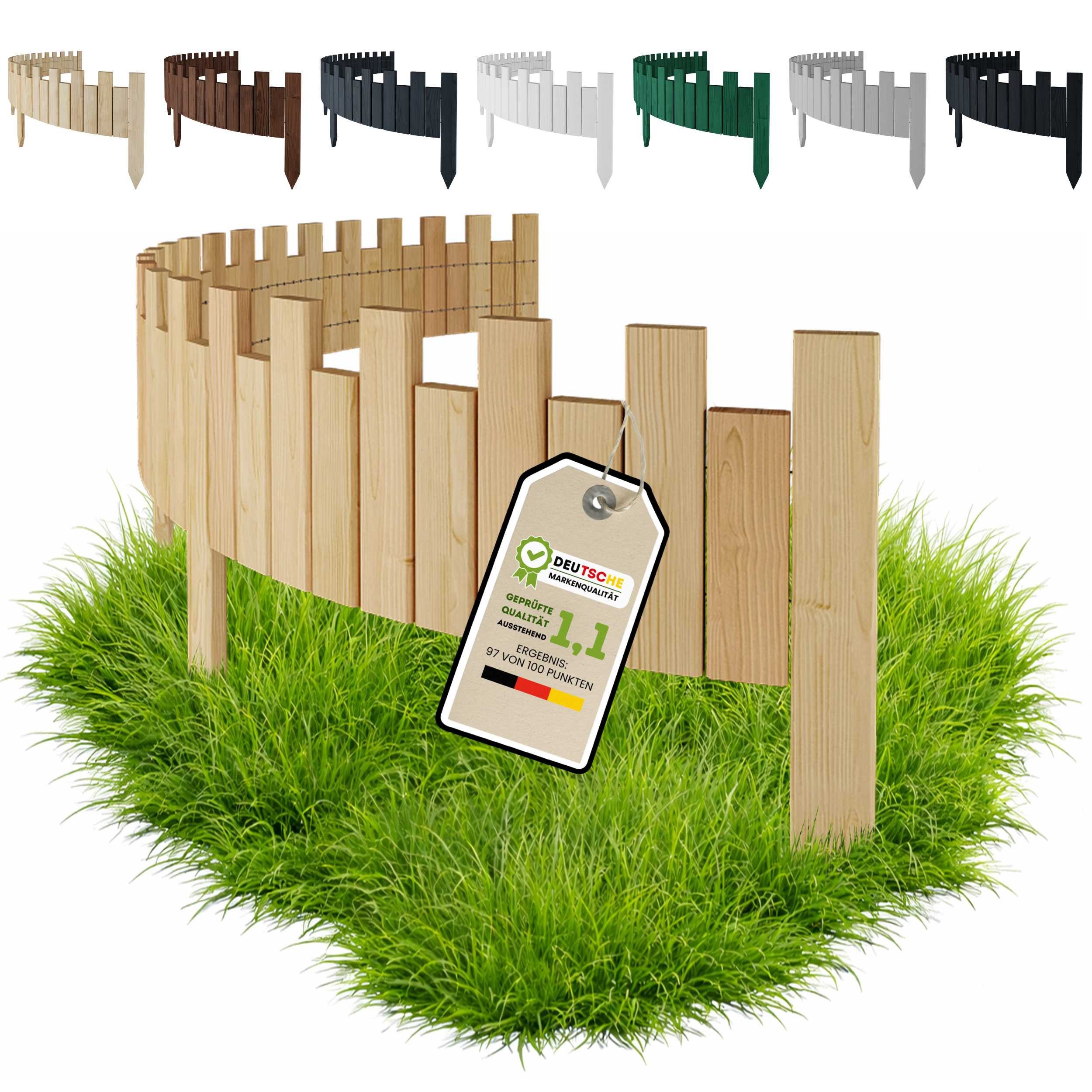 Floranica Palisade Beeteinfassung Beetumrandung Rasenkante Rollzaun Holzzaun Gartenzaun, LxH: 200x15 cm, Natur, Umzäunung für Garten Blumenbeetee Wege Dekozaun Rasenbegrenzung