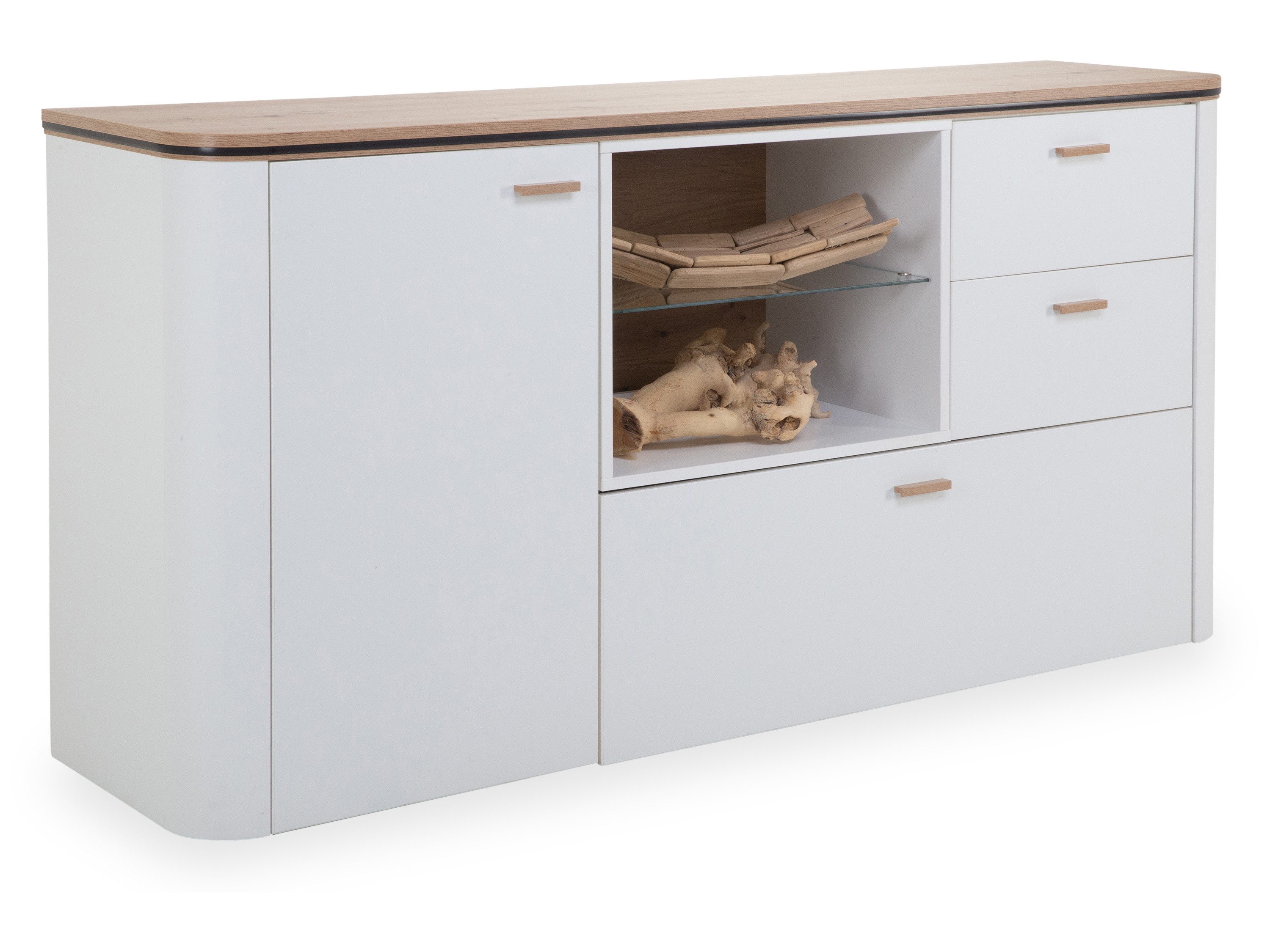 SANSIBAR LIVING Sideboard Sideboard SANSIBAR VISTRA BHT 165x85x42 cm weiß Kommode Bürokommode