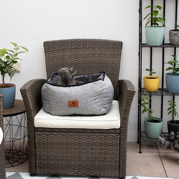 SCHLITZOHR Tierbett Timmy, Polyester, Katzenbett Timmy eckig, Kuschelbett für Katzen und Hunde in grau, waschbar, Premium Tierbett mit gemütlichem Wendekissen, 45x45x27 cm