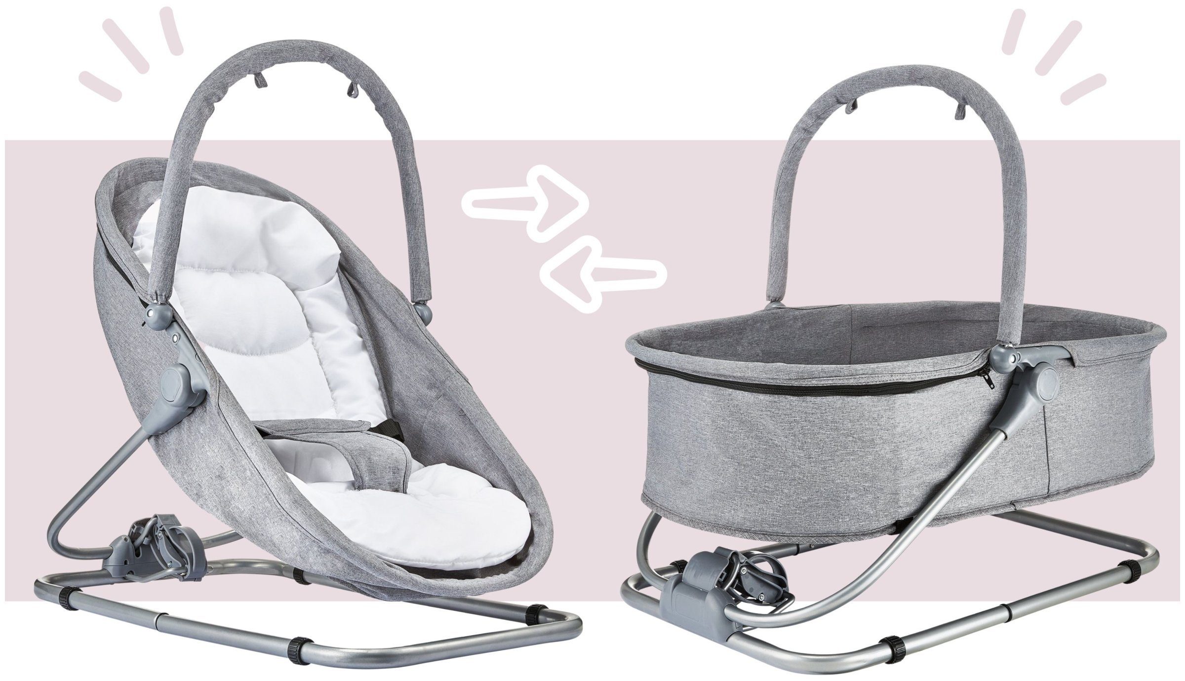 Moby-System Babyschaukel Liege + Wippe + Wiege 3in1 - Moby-System MILA