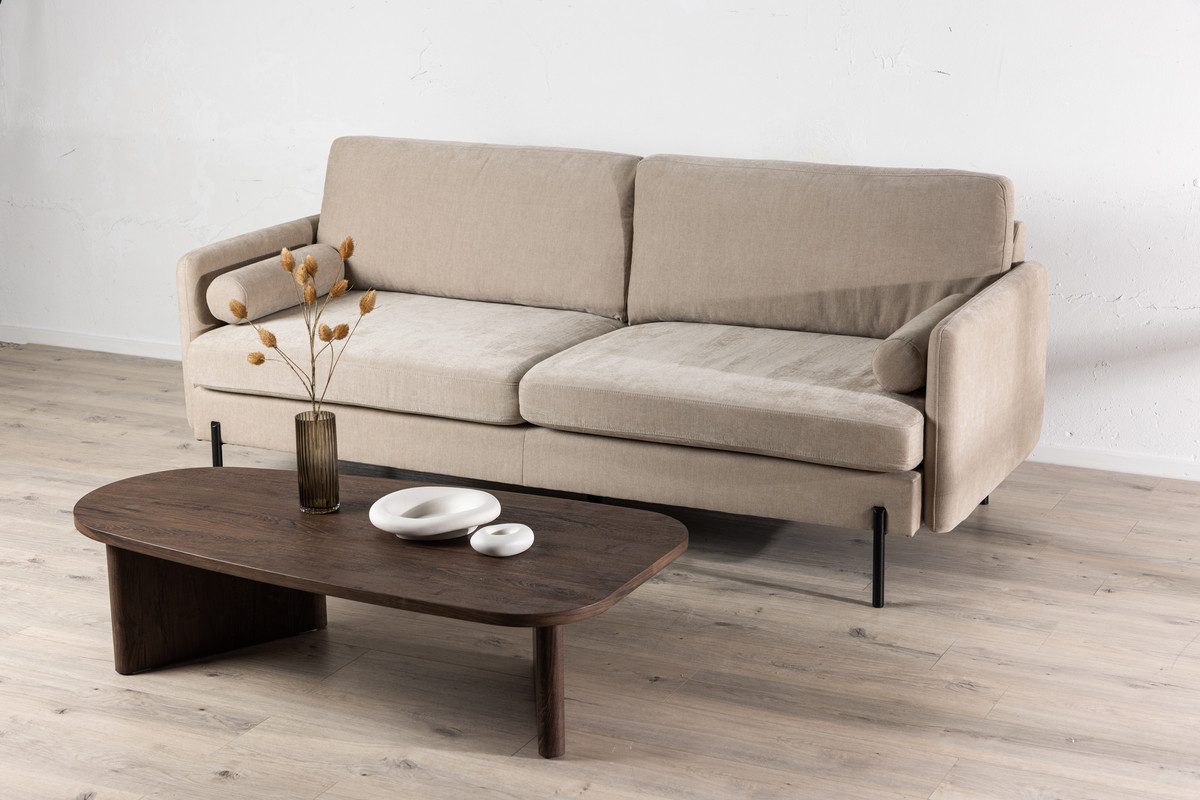 Nordanest Sofa 3-Sitzer ANTIBES, Skandinavisches Design, komplett bezogener Rücken, hohe Bodenfreiheit