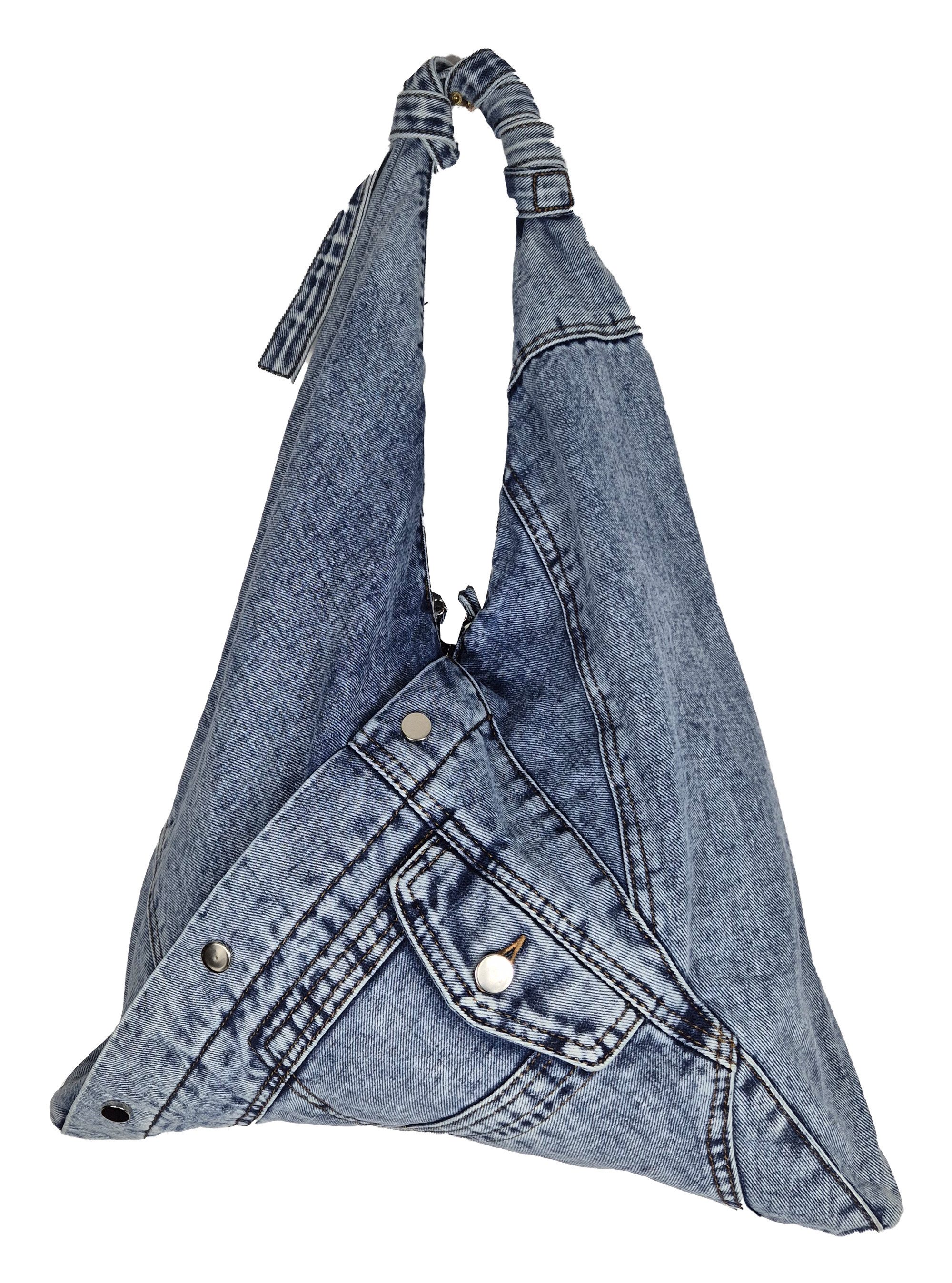 Einkaufszauber Beuteltasche Beuteltasche Echte Jeans - Sporttasche, aus echtem Jeansstoff genäht - Denim