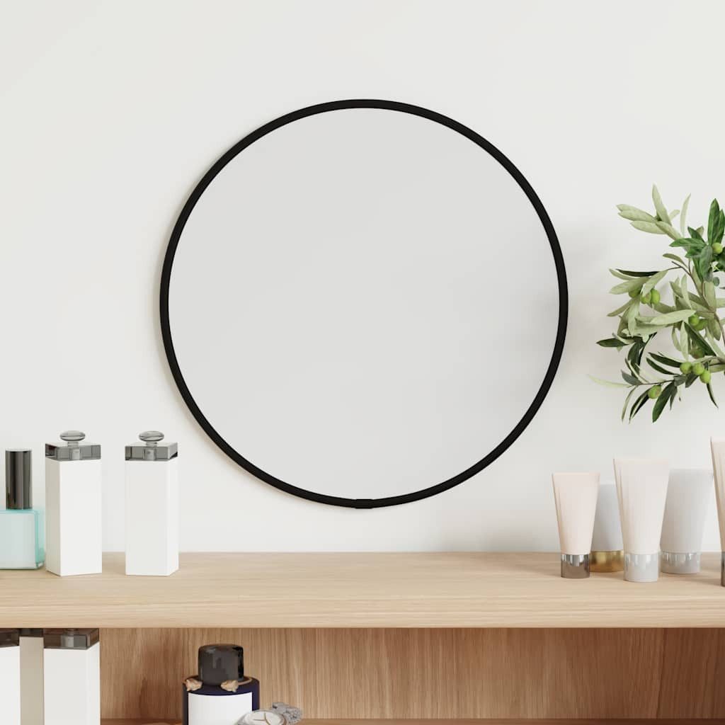 furnicato Wandspiegel Schwarzer 30 cm Durchmesser mit klarem Spiegelbild (1-St), Robuster Kosmetikspiegel mit 4 mm Glasstärke für das Badezimmer