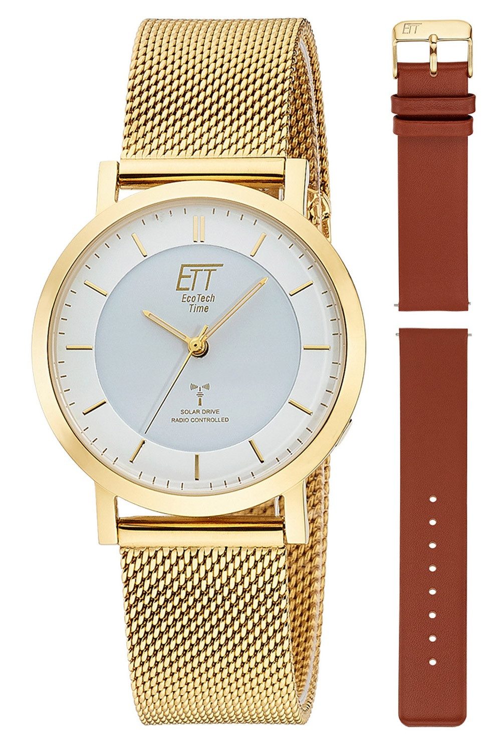 ETT Solaruhr Funk-Solar Atacama Goldfarben mit 2 Bändern