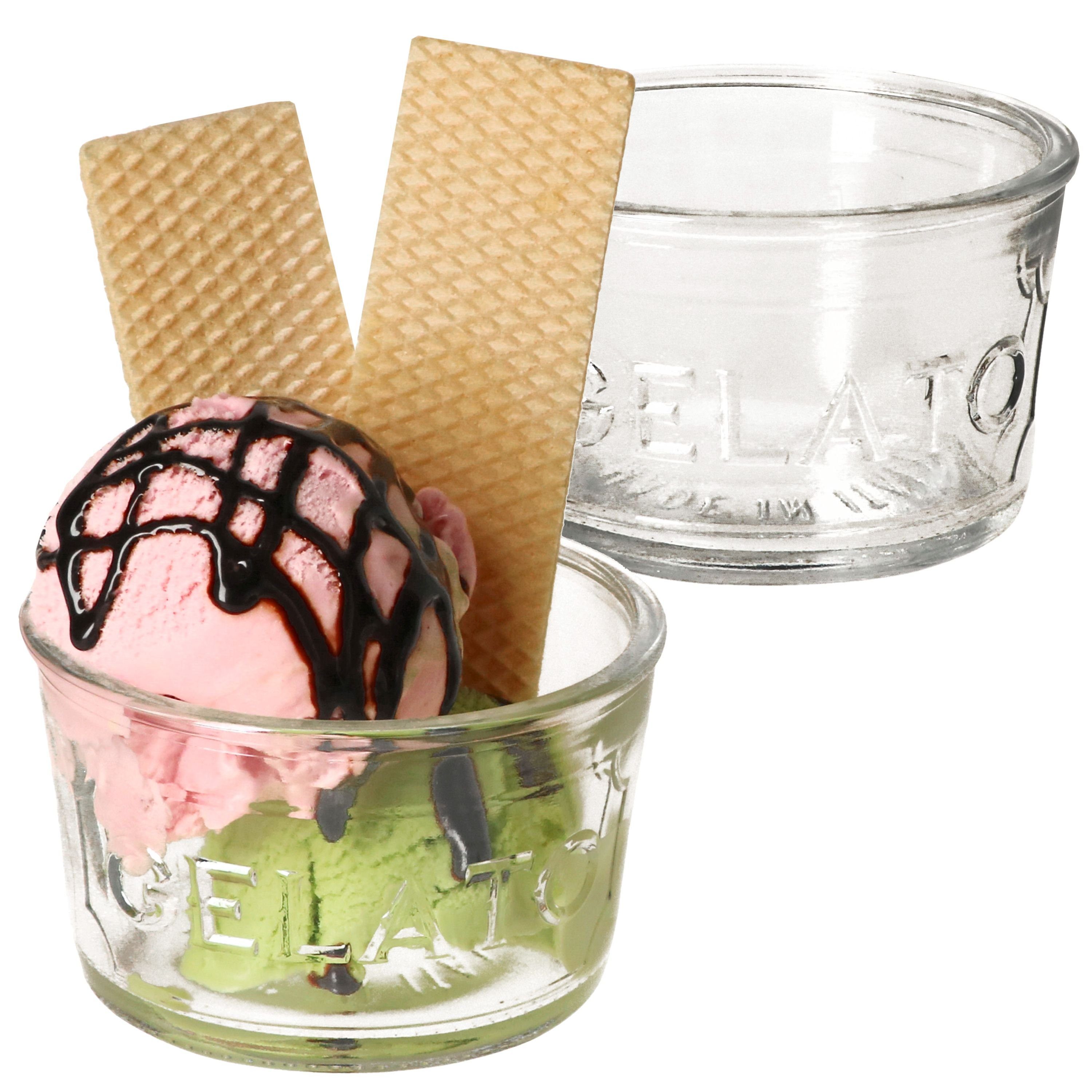 Set 2er Glas Glas Eisbecher 150ml, MamboCat Gelato Eisschale