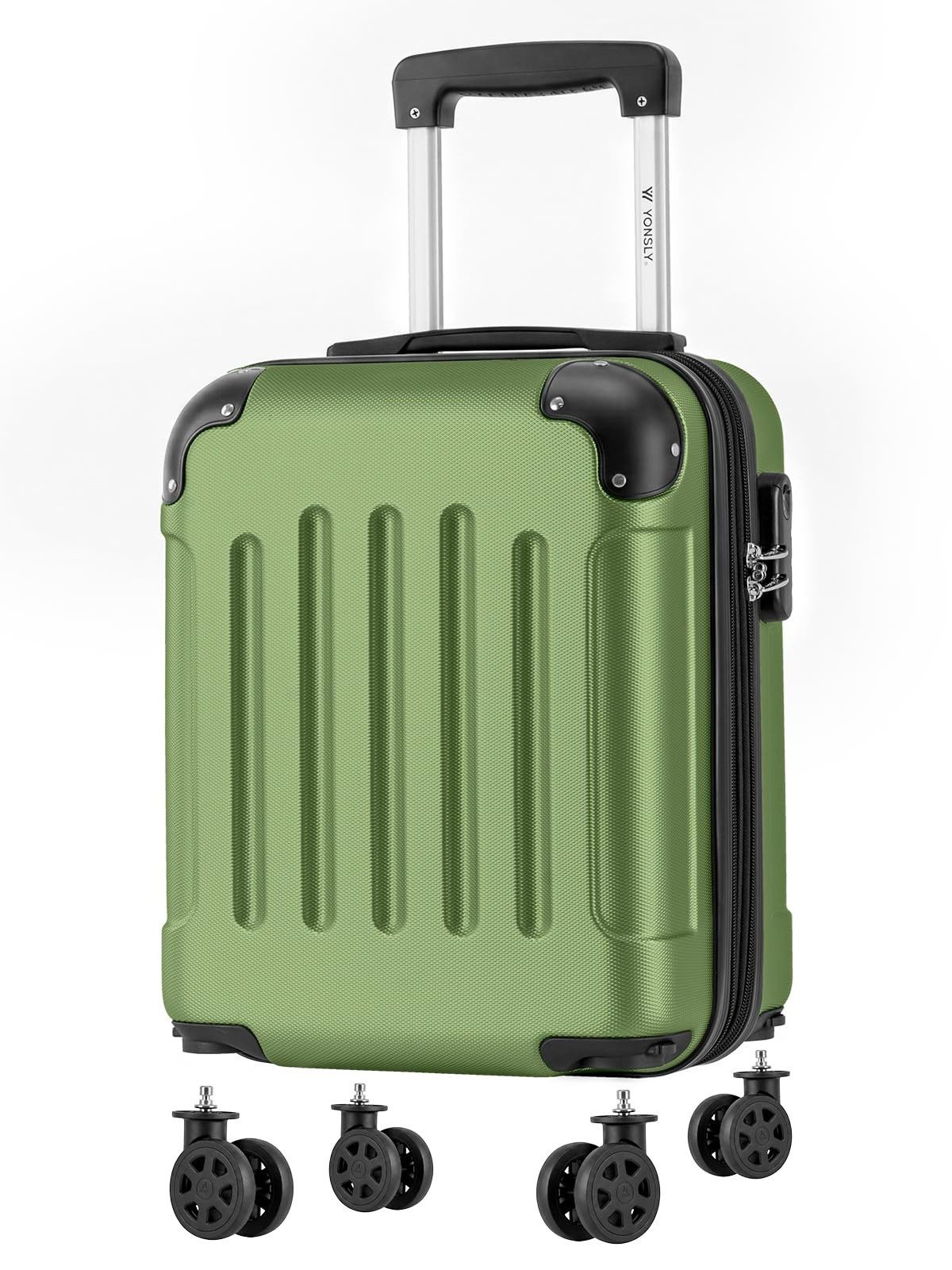YONSLY Handgepäckkoffer Kabinenkoffer Reisekoffer Trolley mit abnehmbaren Rollrädern, 4 Rollen, ABS-Hartschale mit Zahlenschloss und ergonomischem Gummigriff