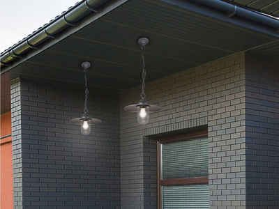 meineWunschleuchte LED Pendelleuchte, LED wechselbar, Warmweiß, Außenhängeleuchten Terrassenleuchten Außenlampen Industrial Anthrazit