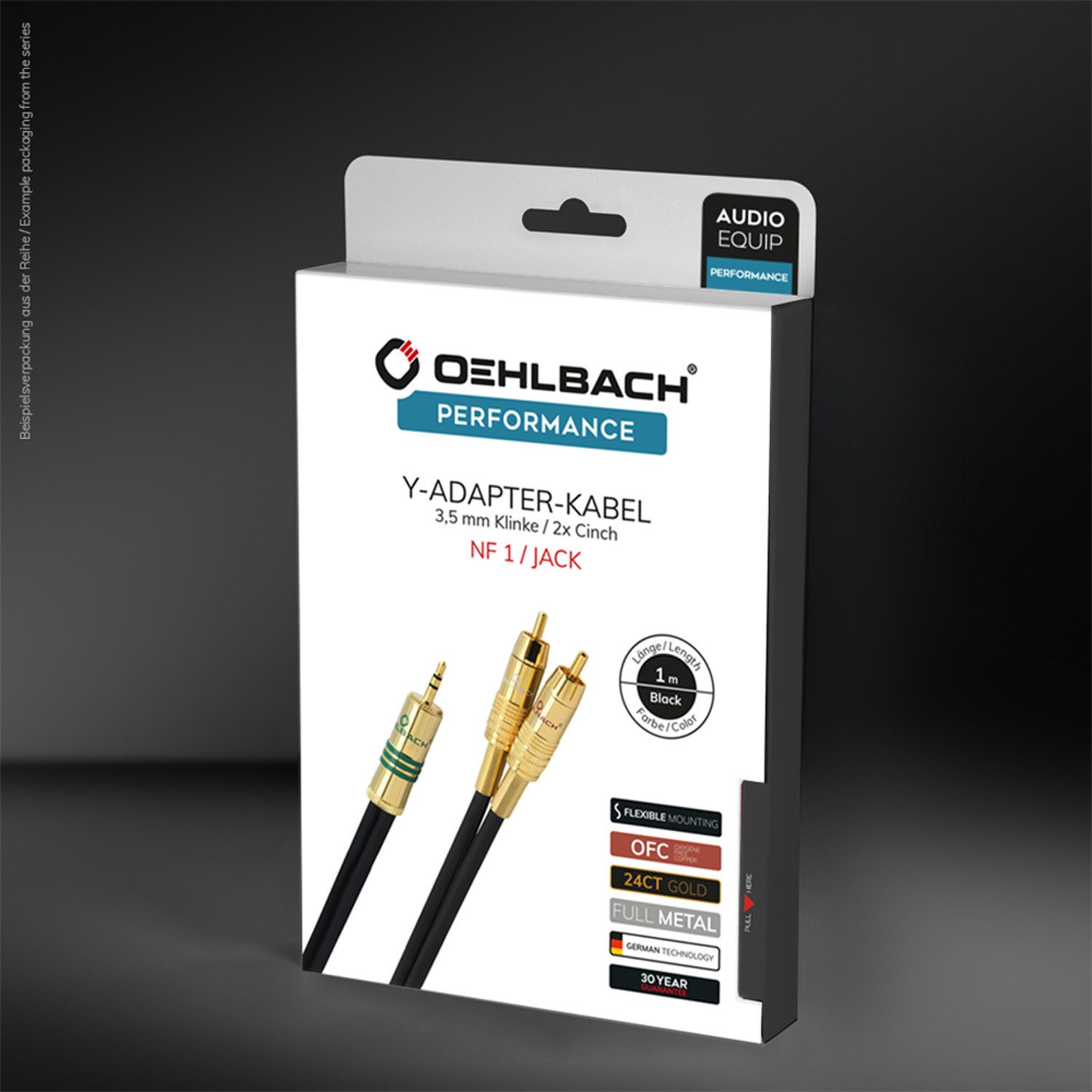 OEHLBACH NF 1 / Jack Y-Adapter-Kabel 3,5 mm Klinke / 2x Cinch Audio-Kabel, 3,5 mm Klinke, 2 x Cinch (100 cm), Flexibel, Hochwertiges Kupfer