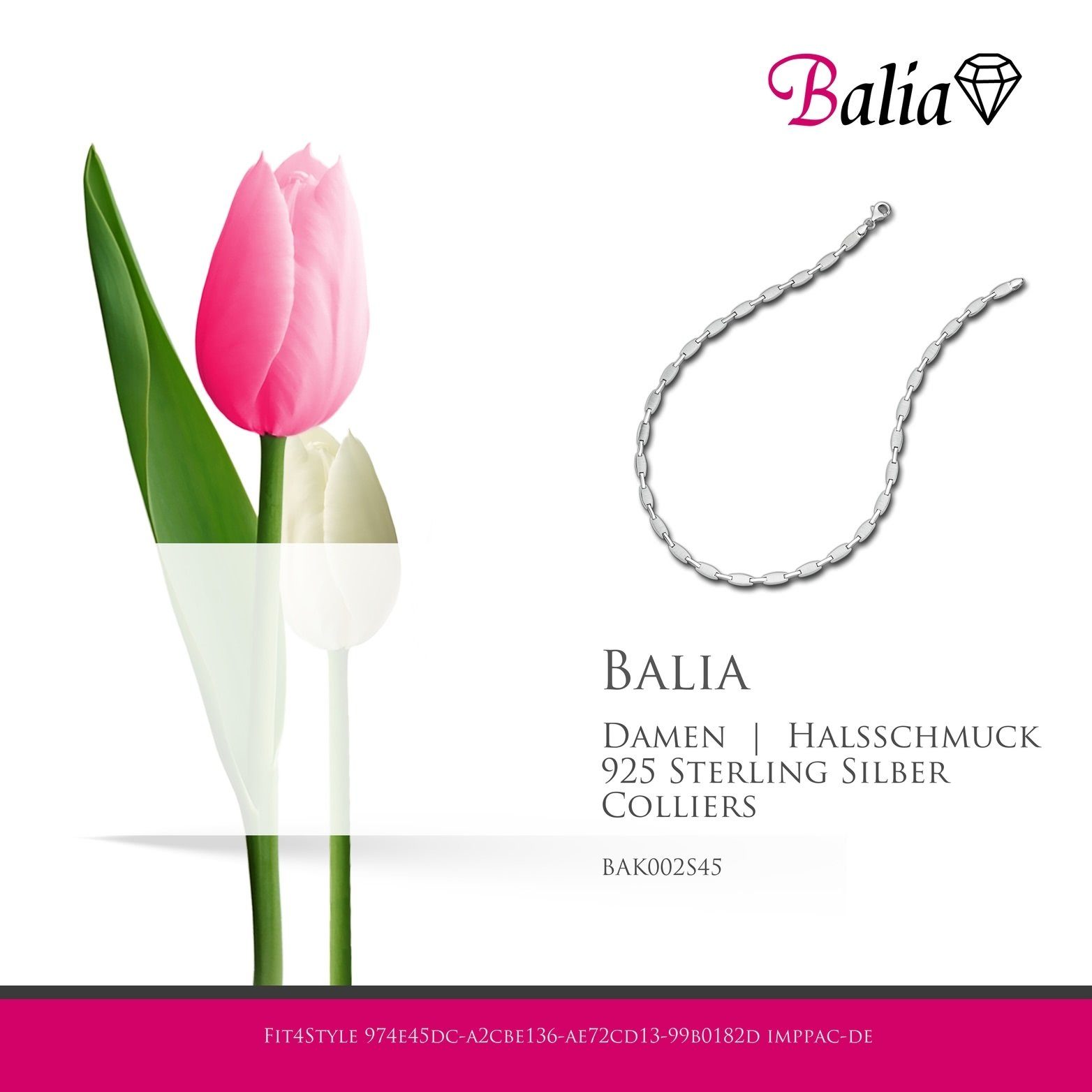 Damen Damen Sterling (Collier), Halskette ca. 925 für 45cm, Collier Colliers, Halsketten Balia Balia Collier Silber(Design)