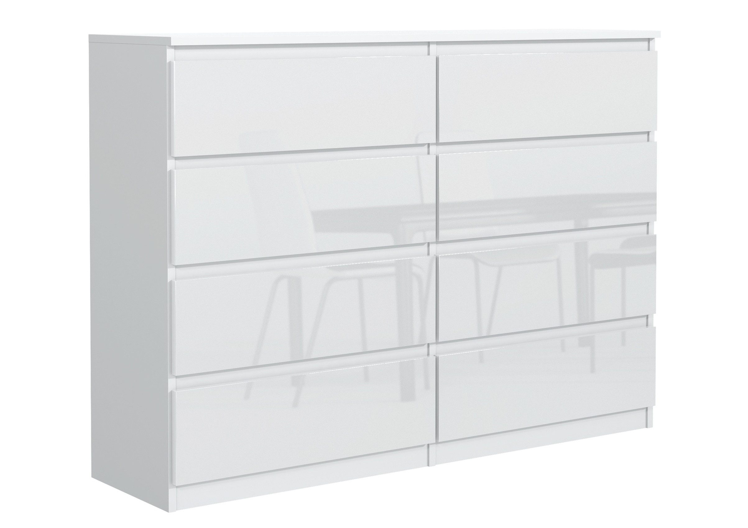 Raumhirsch Furniture Kommode, Sideboard, Kommode für das Schlafzimmer - Wohnzimmer (Maße: 120 × 39 × 101,5 cm, 8 Schubladen, Rollenschienen), viele Farbvarianten - Hochwertig & stabil