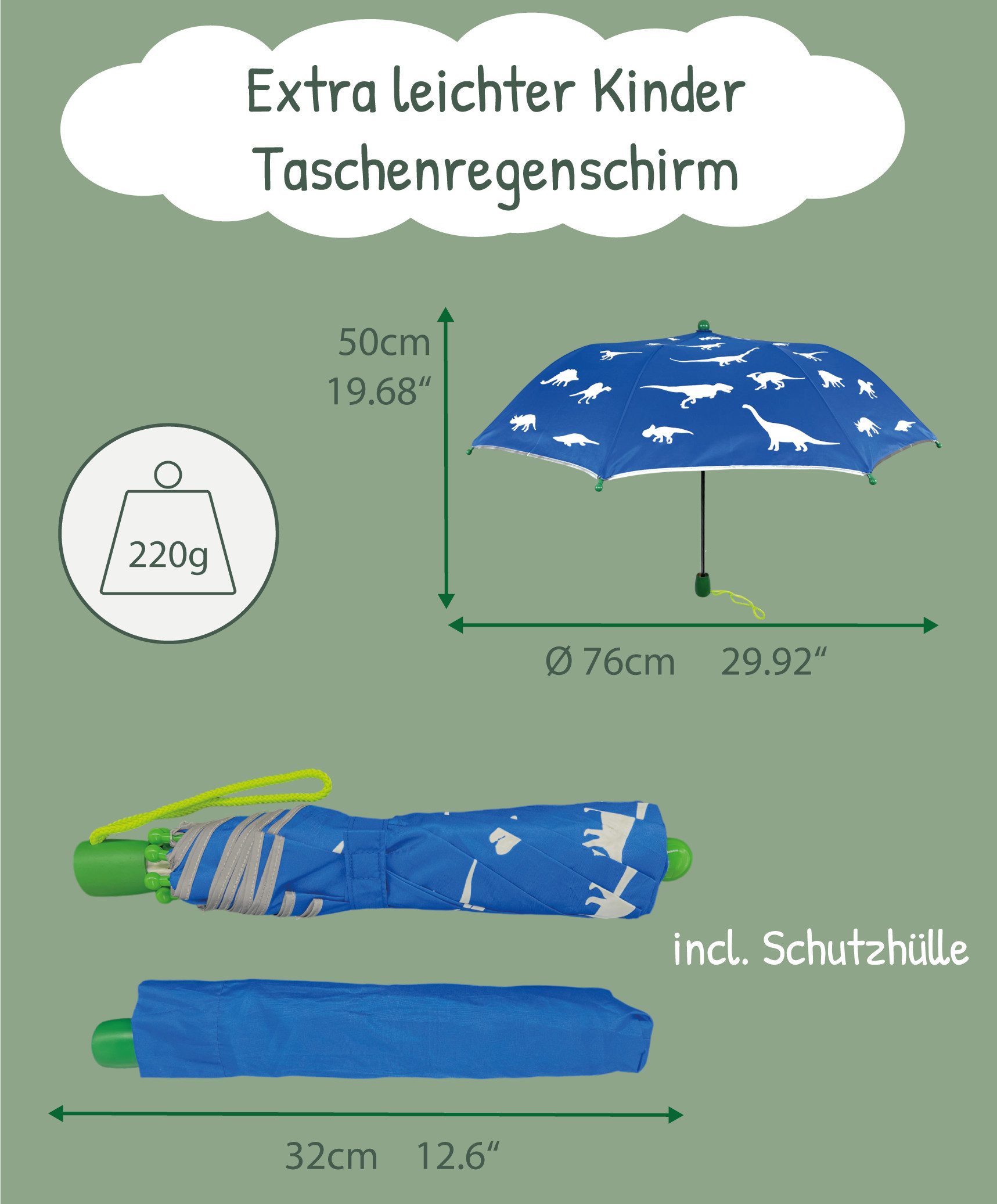 HECKBO Taschenregenschirm Magic Kinder Jungen Mädchen Regenschirm wechselt bei Regen die Farbe, mit Reflektoren an der Seite