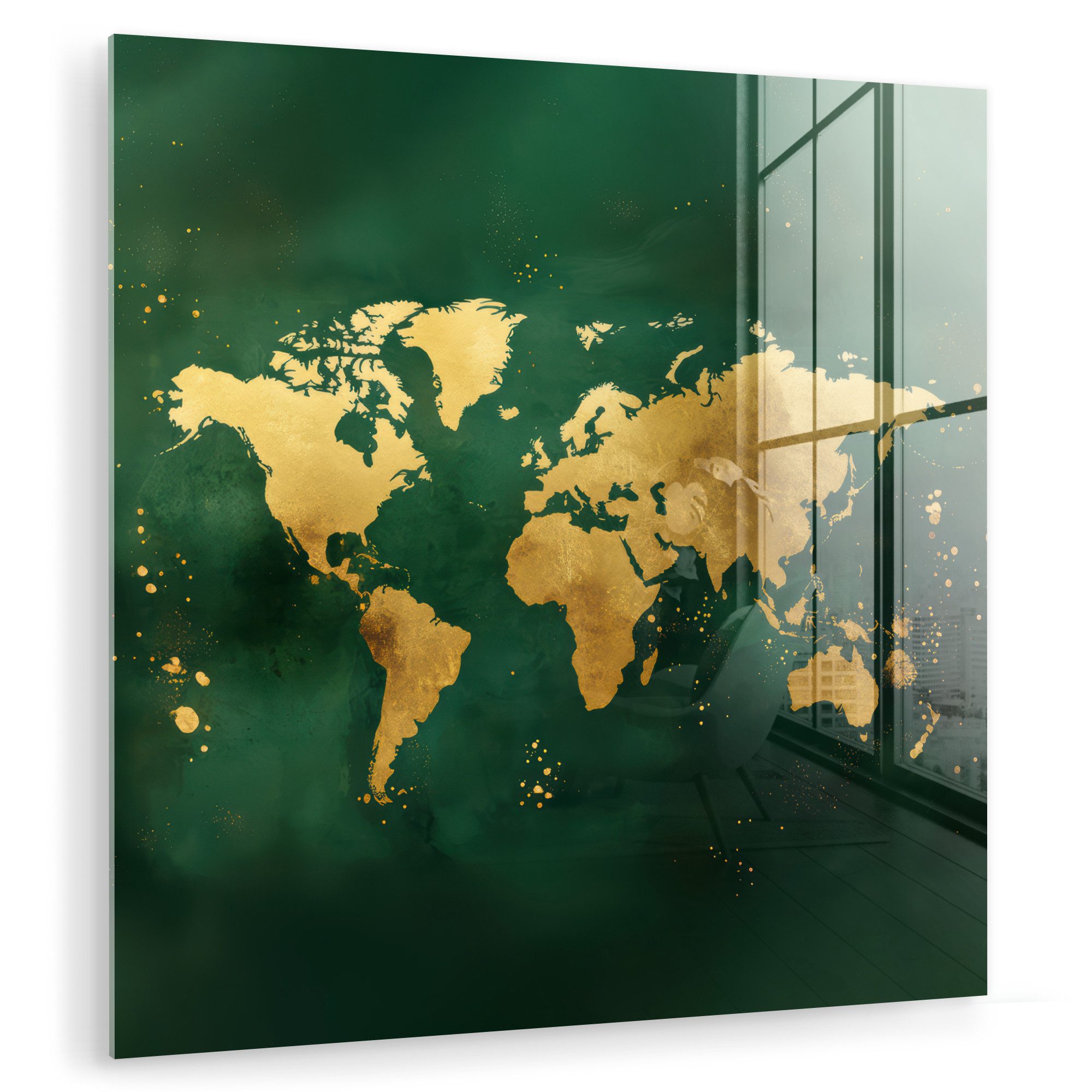 MuchoWow Acrylglasbild Weltkarte - Grün - günstig online kaufen