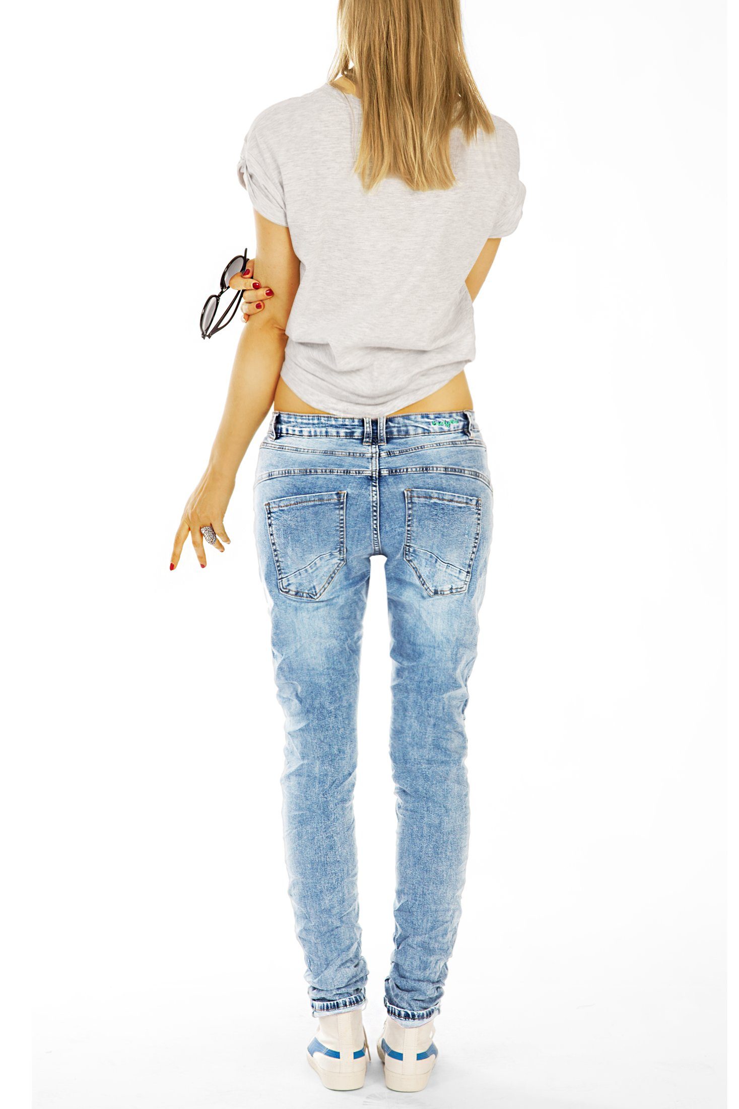 be styled Boyfriend-Jeans destroyed Hüftjeans, relaxed Damenhosen im bequemen used look j20r-1