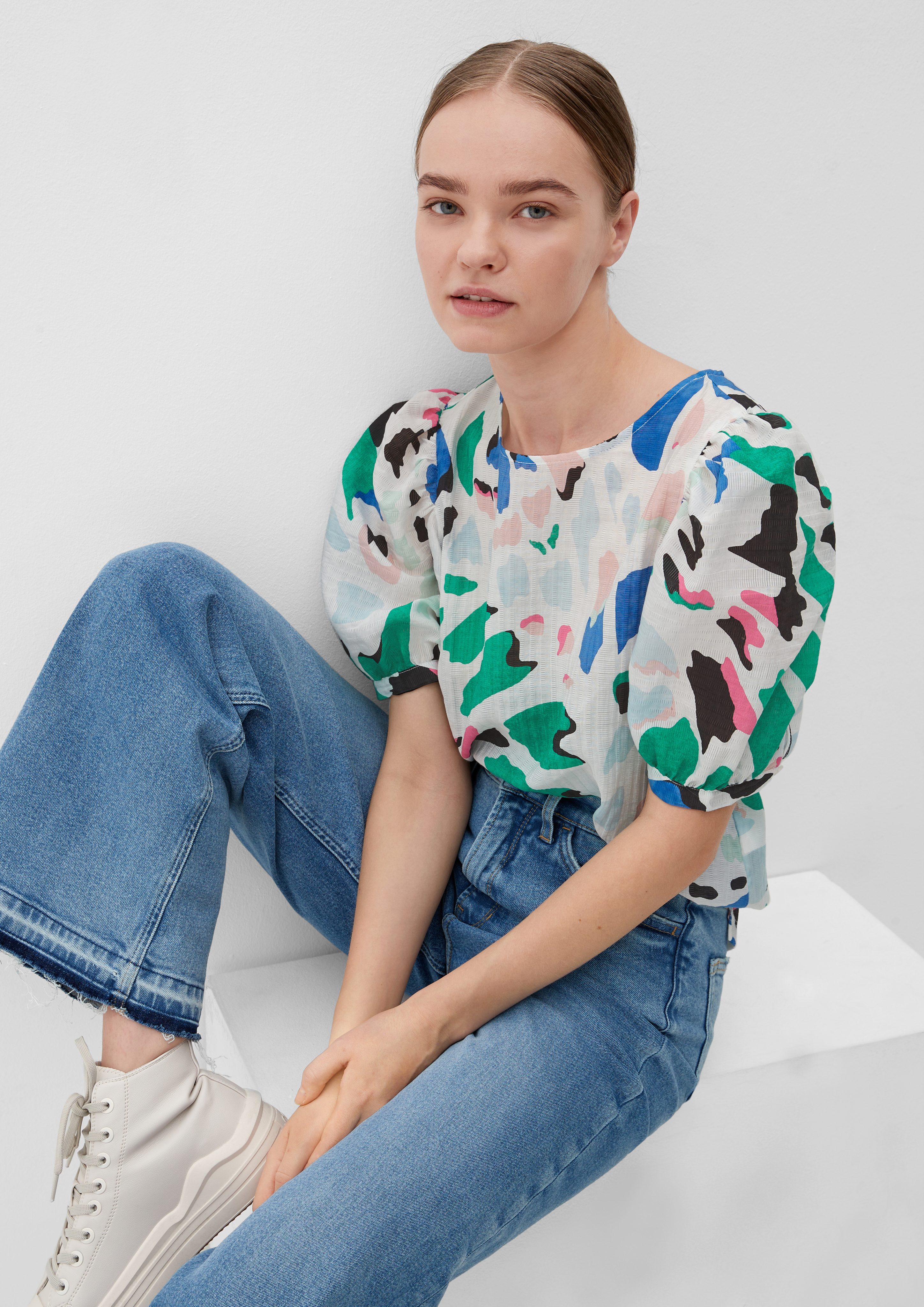 Langarmbluse Bluse aus Viskosemix