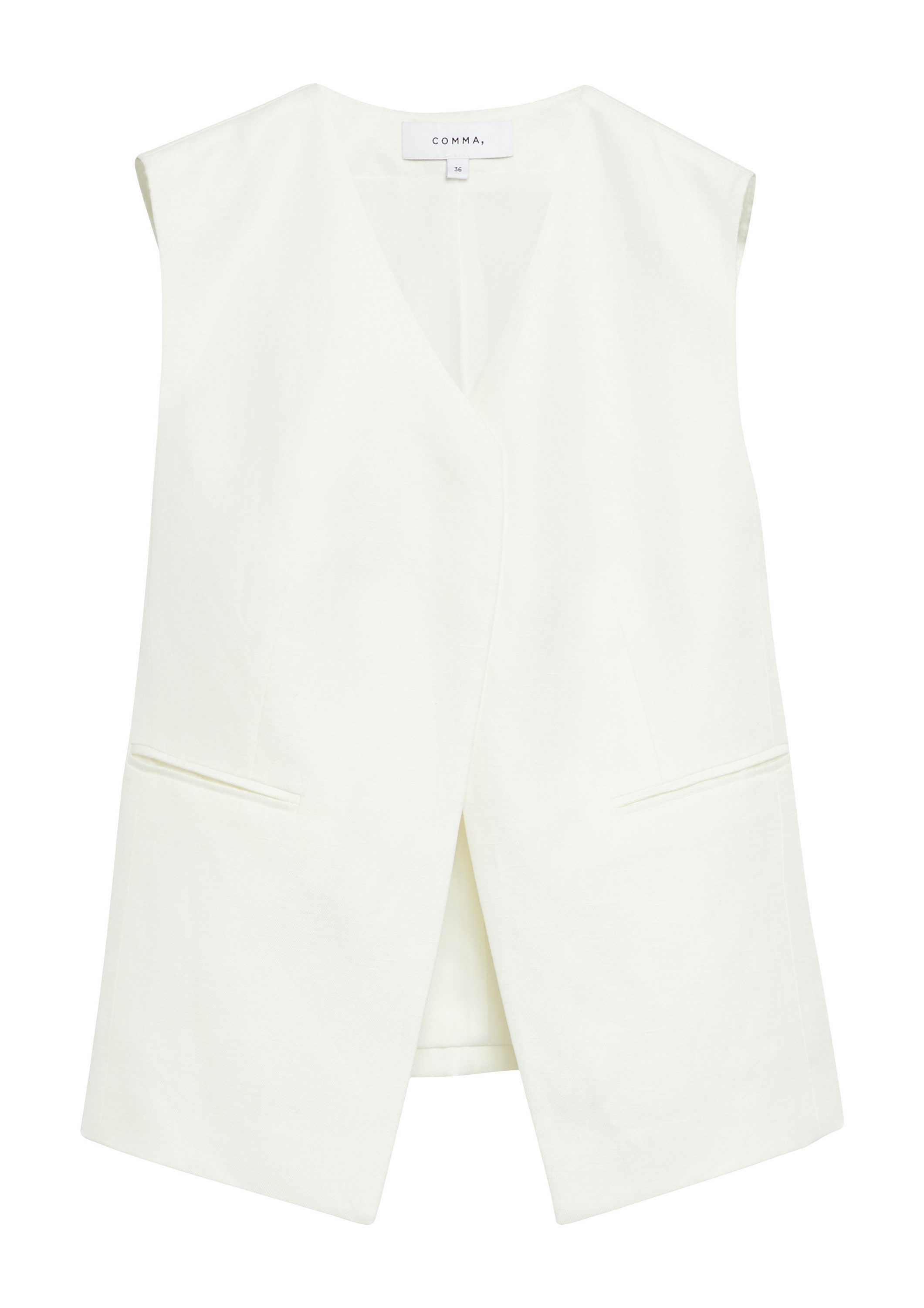 comma Funktionsweste Indoor-Weste Moderne Tencel-Leinen-Mix-Weste mit verdeckter Knopfleiste