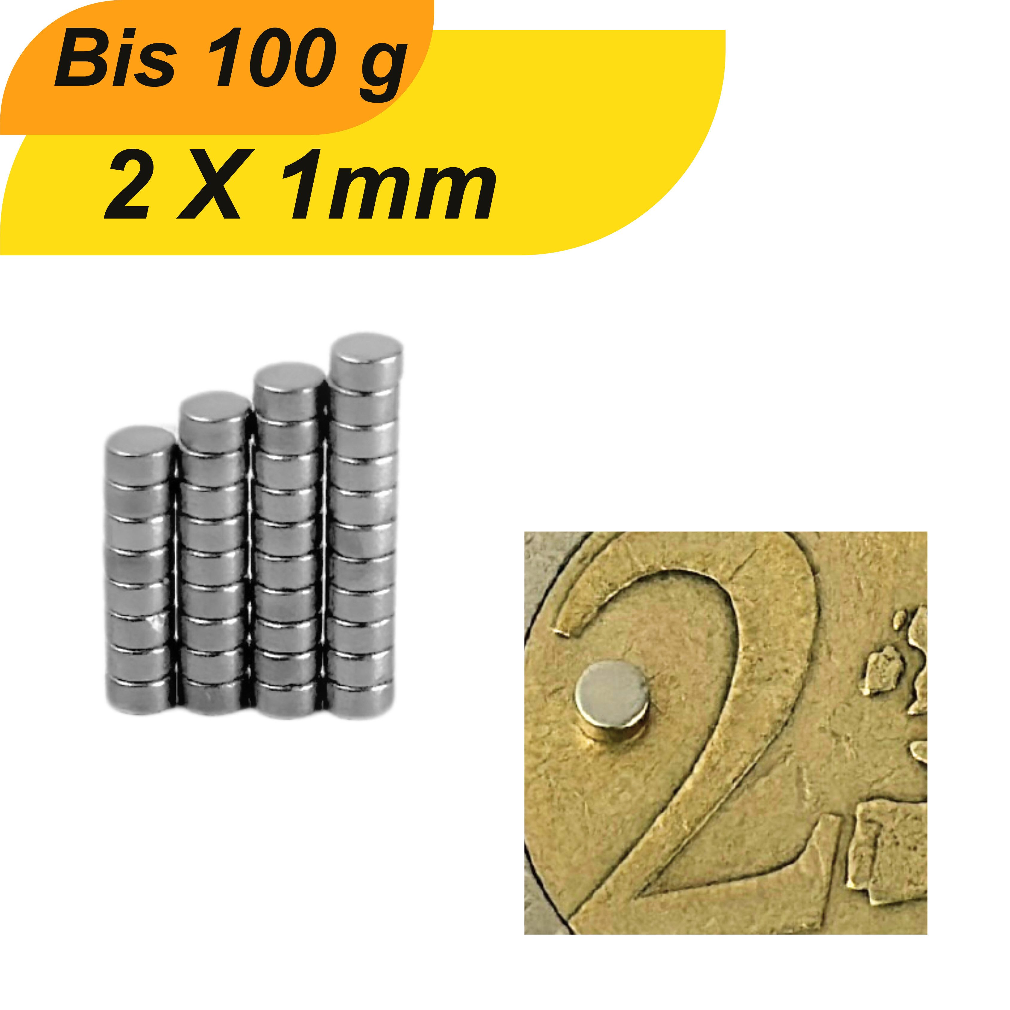 Magnet Neodym Magnet 2x1 mm Supermagnet hoher Haftkraft Mini Scheibenmagnet
