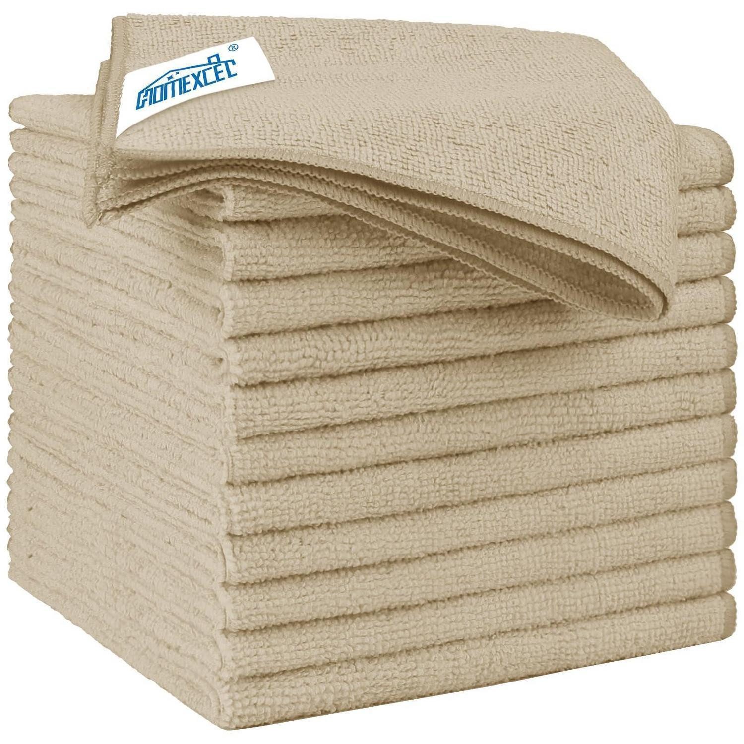 LuxusKollektion Mikrofasertücher 12 Stück Waschbar Fusselfrei 32x32cm Braun Mikrofasertuch