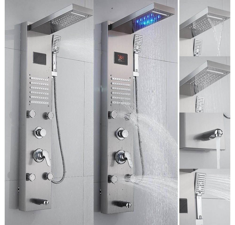 Thumbnail - XERSEK Brausegarnitur Duschpaneel Duscharmatur Duschsystem Regendusche Kopfbrause Handbrause, Wasserfall Regendusche, Du...