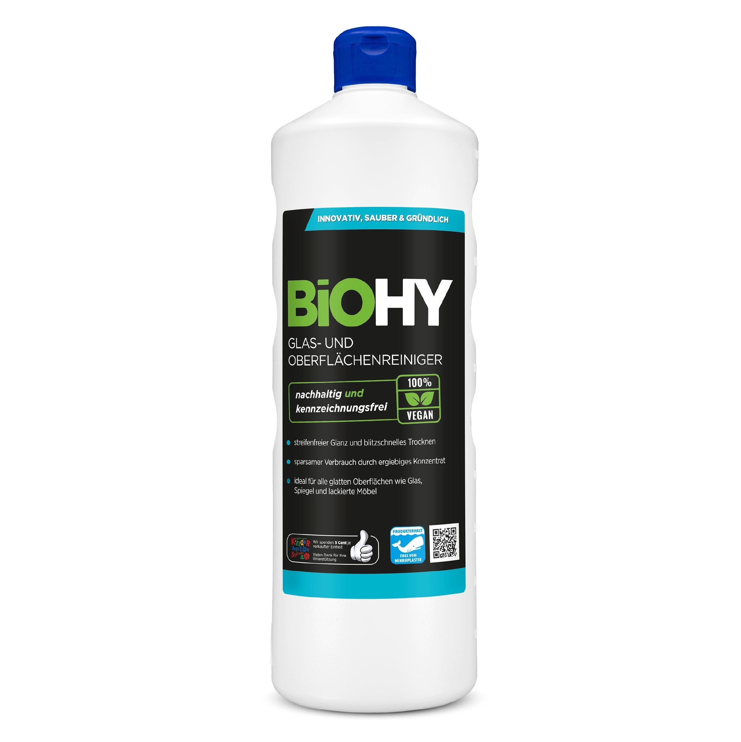 BiOHY Glas- und Oberflächenreiniger 9er Pack (9 x 1 Liter Flasche) Glasreiniger (9-St)