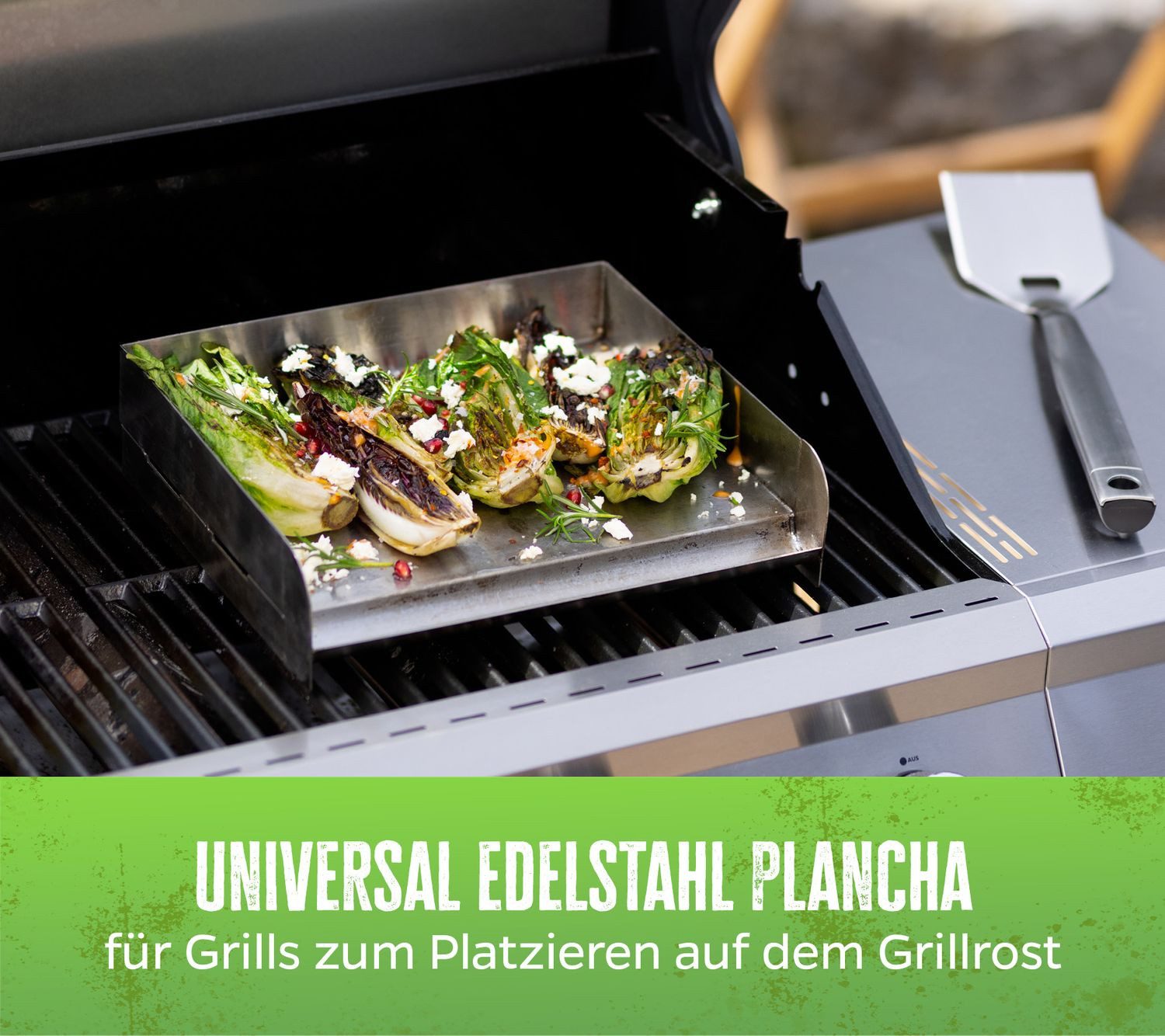 Grillfürst Grillplatte Grillfürst Edelstahl Plancha / Teppanyaki Pfanne - 32 x 28 cm