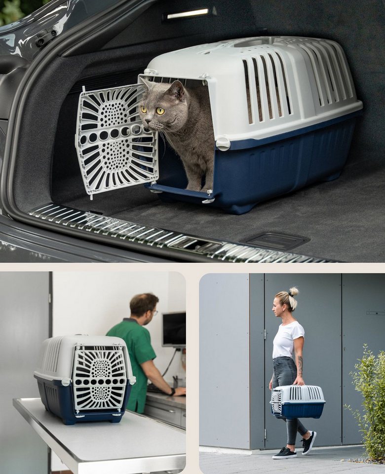 Thumbnail - lionto Tiertransportbox lionto Katzentansportbox aus Kunststoff, verschiedene Größen und Farbe, 48 cm x 31,5 cm x 33 cm,...