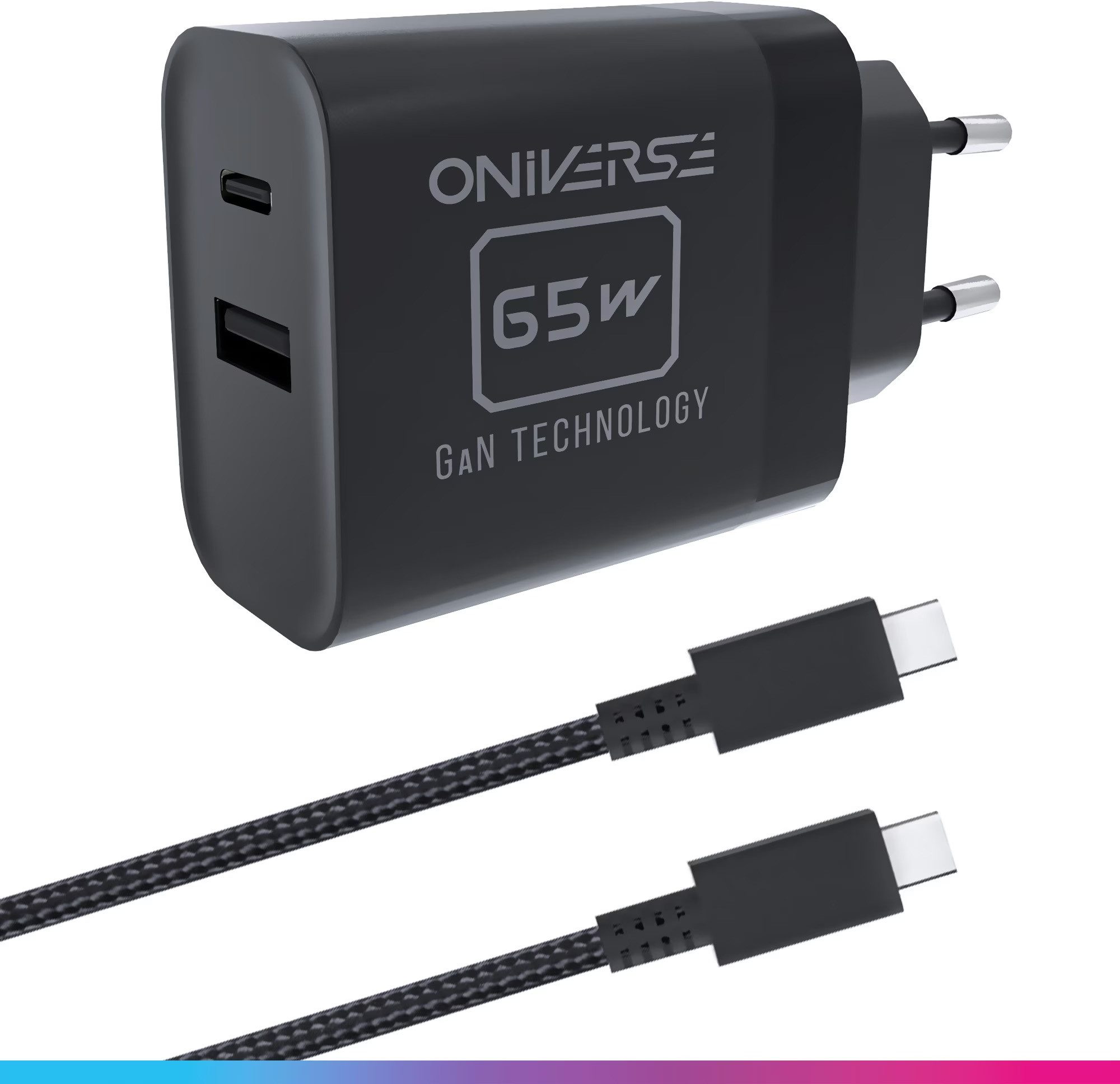 Oniverse Netzteil (65W GaN-Schnellladung, USB-C, schwarz)
